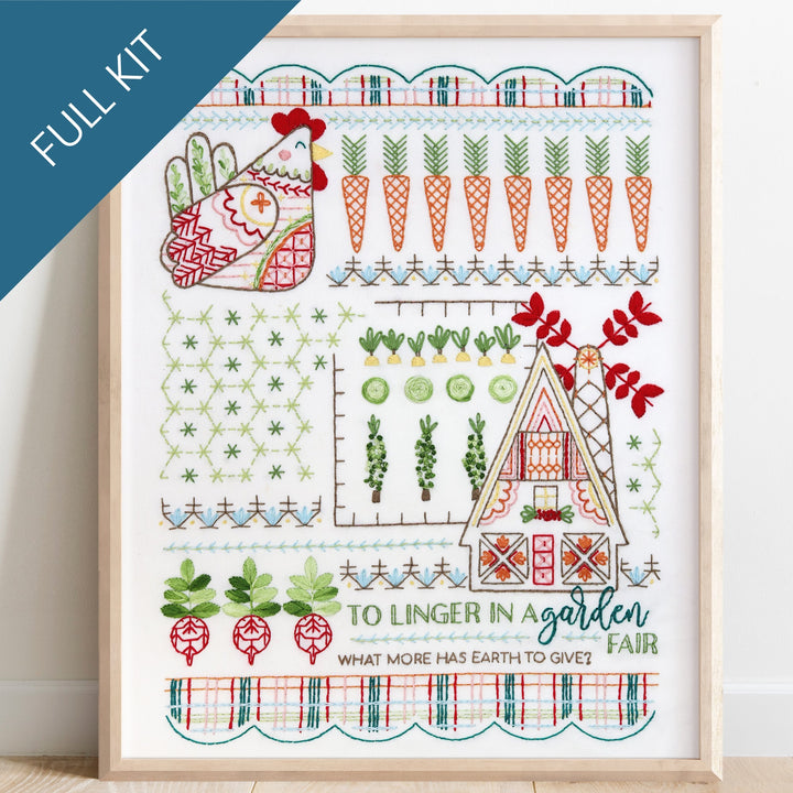 Country Garden Sampler Embroidery Kit - Stitched Stories