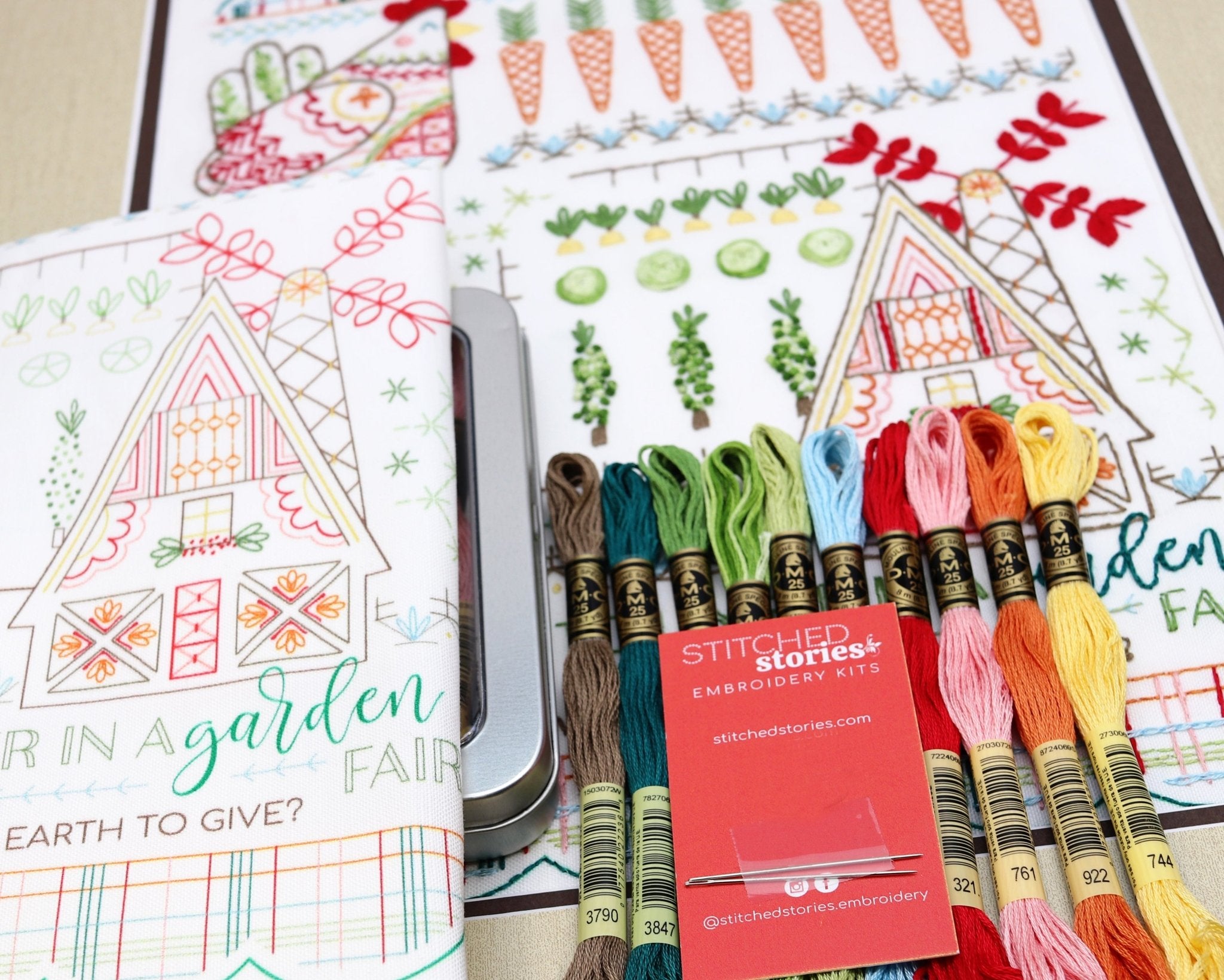 Country Garden Sampler Embroidery Kit - Stitched Stories