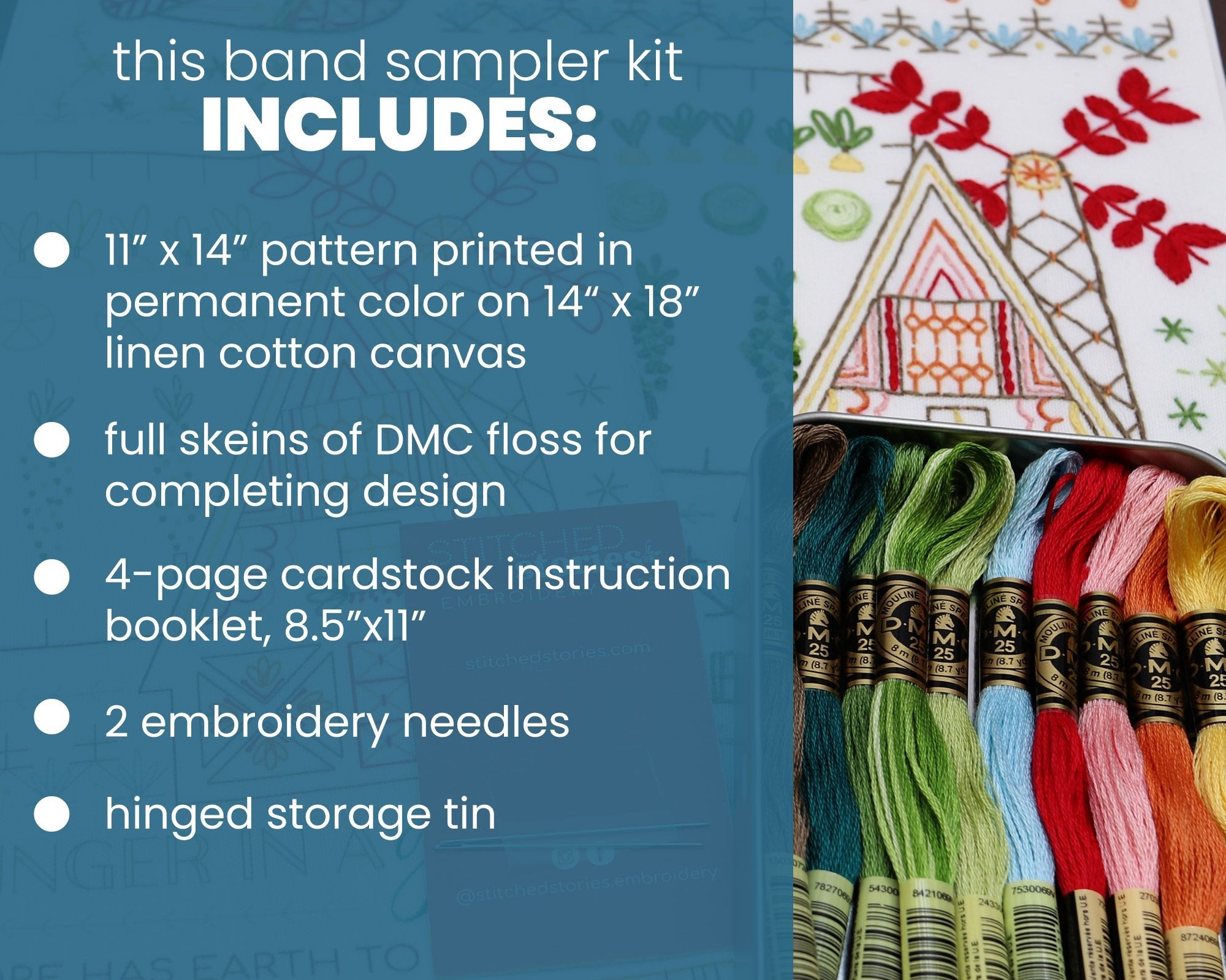 Country Garden Sampler Embroidery Kit - Stitched Stories