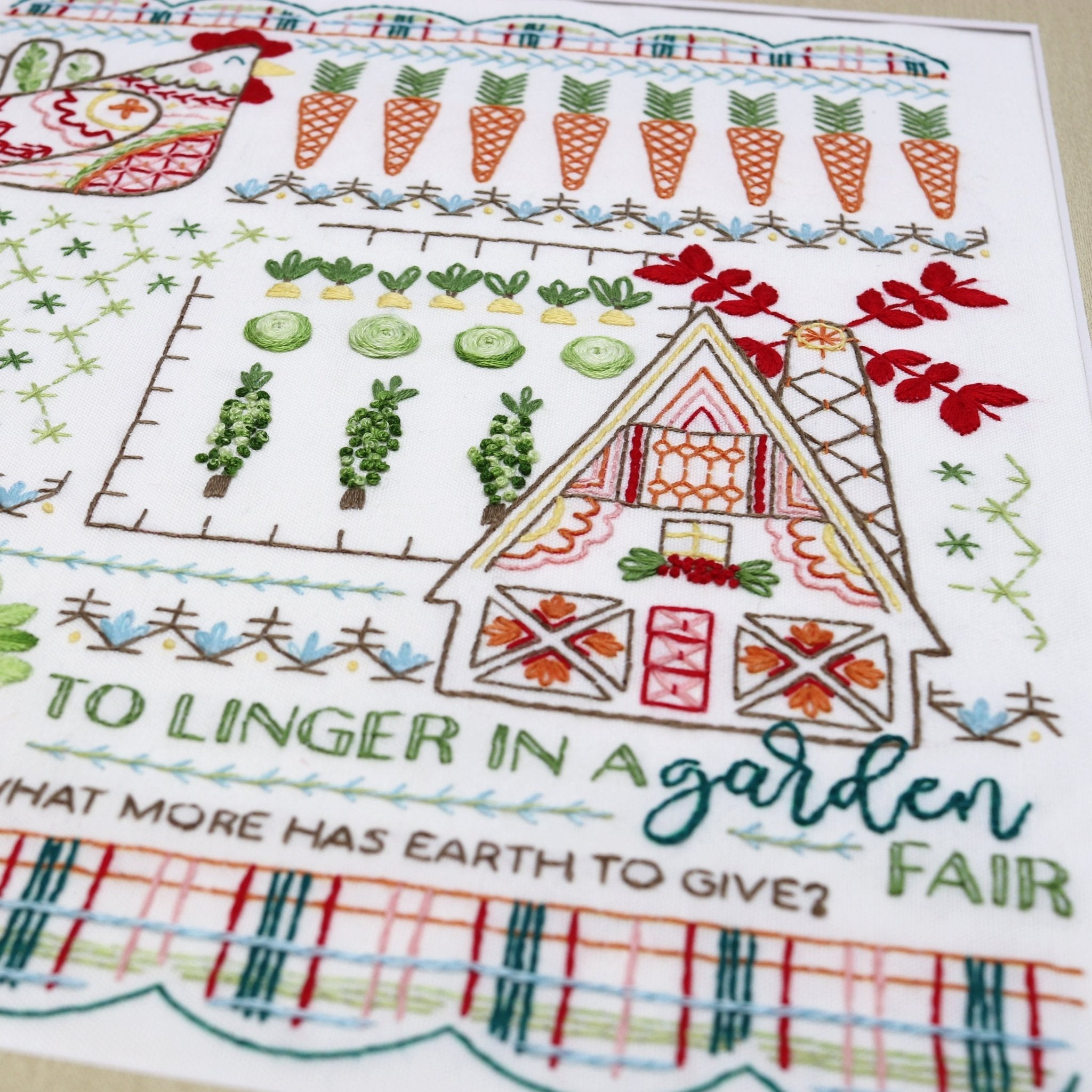 Country Garden Sampler Printed Fabric Pattern - Stitched Stories