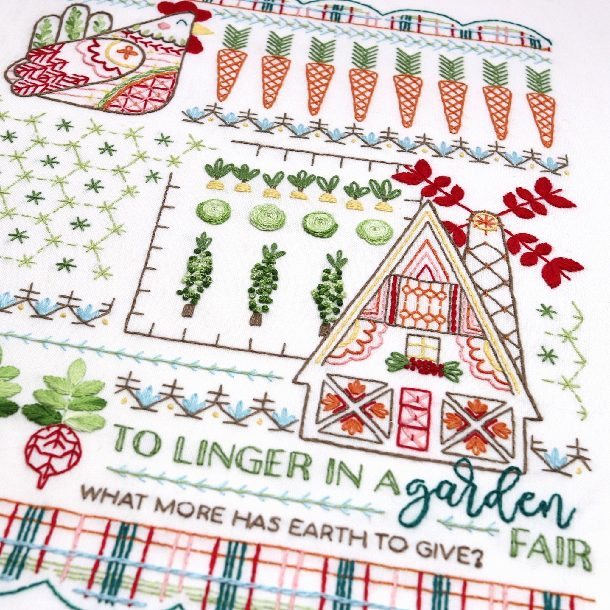Country Garden Sampler Printed Fabric Pattern - Stitched Stories