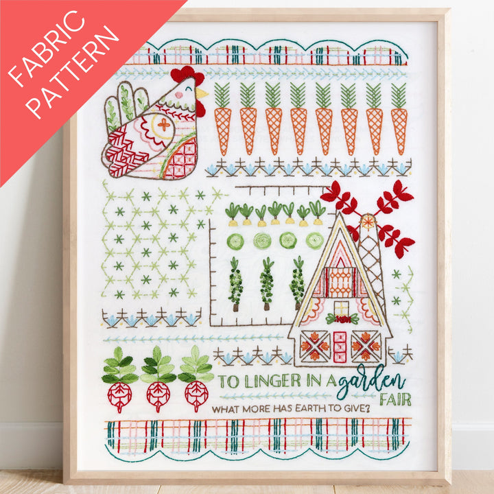 Country Garden Sampler Printed Fabric Pattern - Stitched Stories