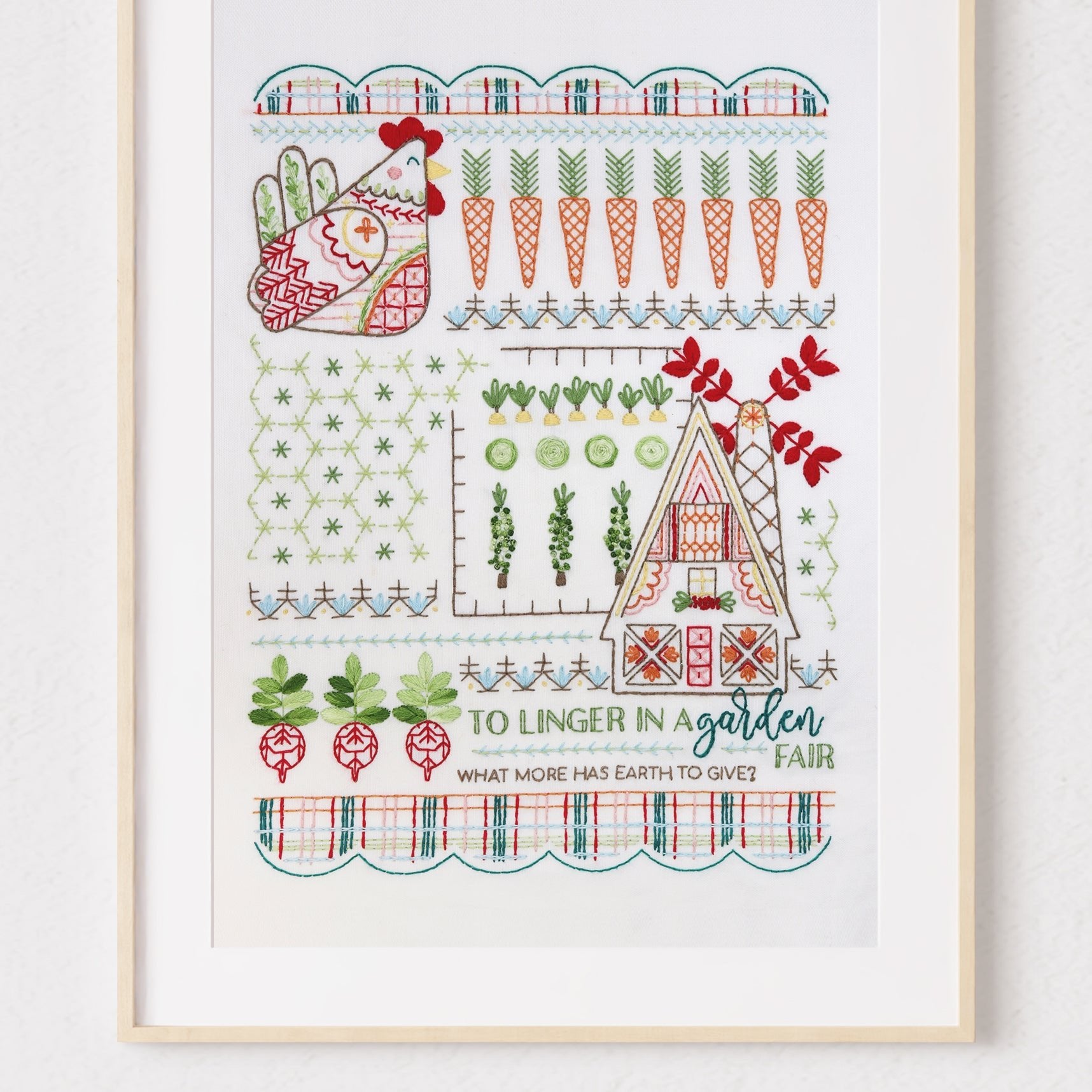 Country Garden Sampler Printed Fabric Pattern - Stitched Stories