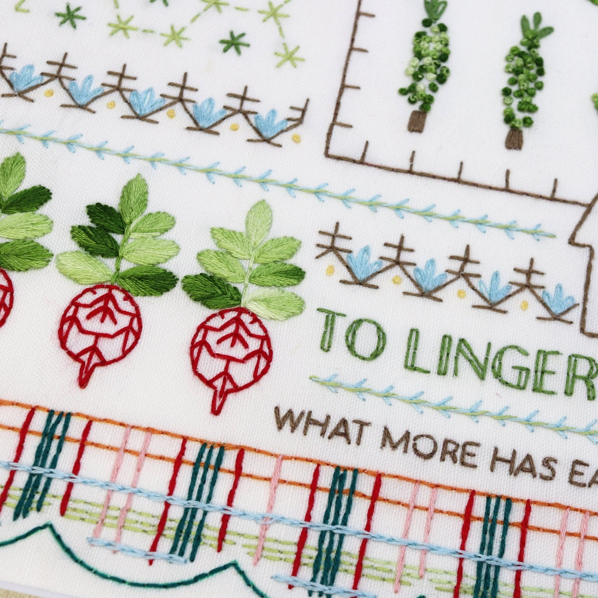 Country Garden Sampler Printed Fabric Pattern - Stitched Stories