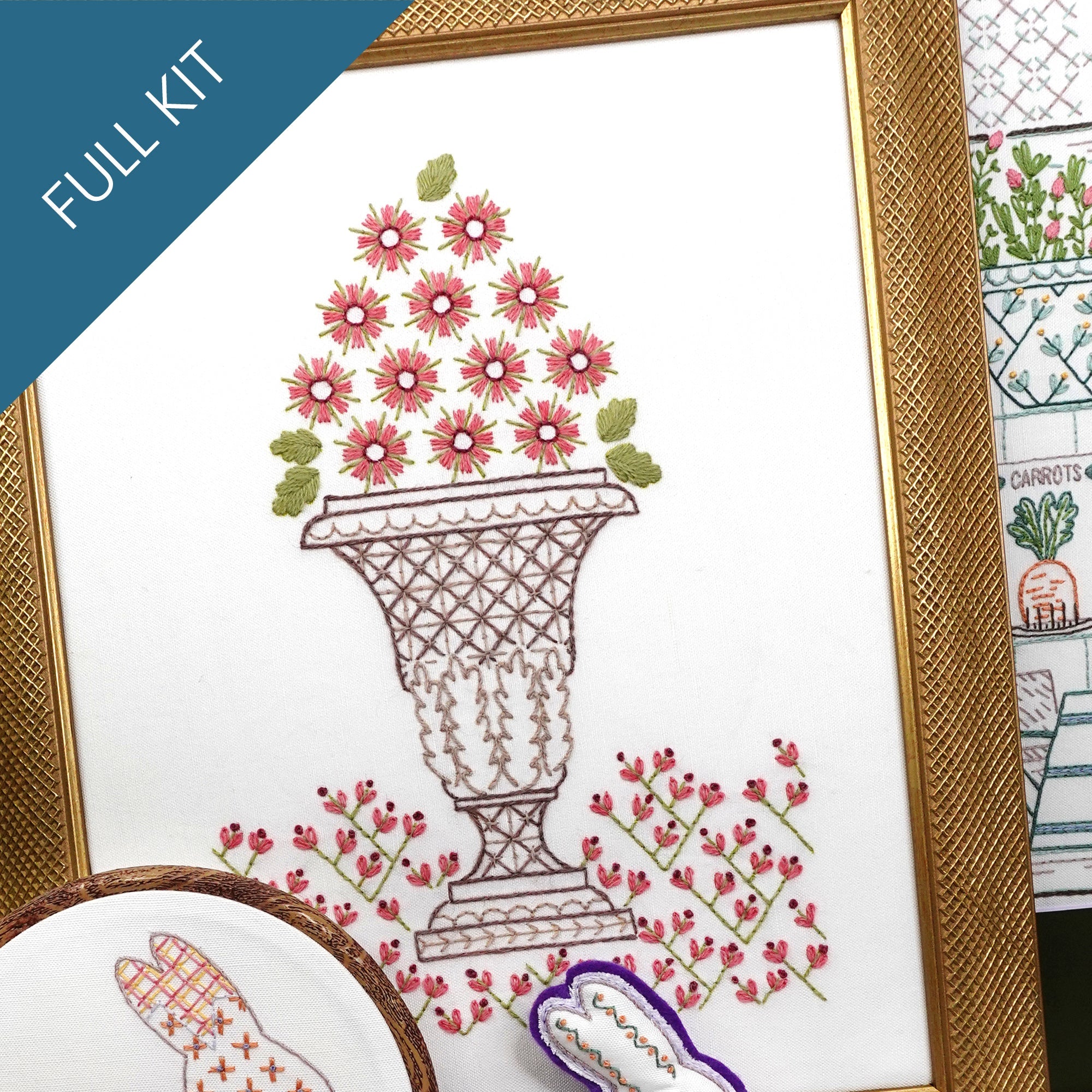 Crewel Urn Embroidery Kit - Stitched Stories