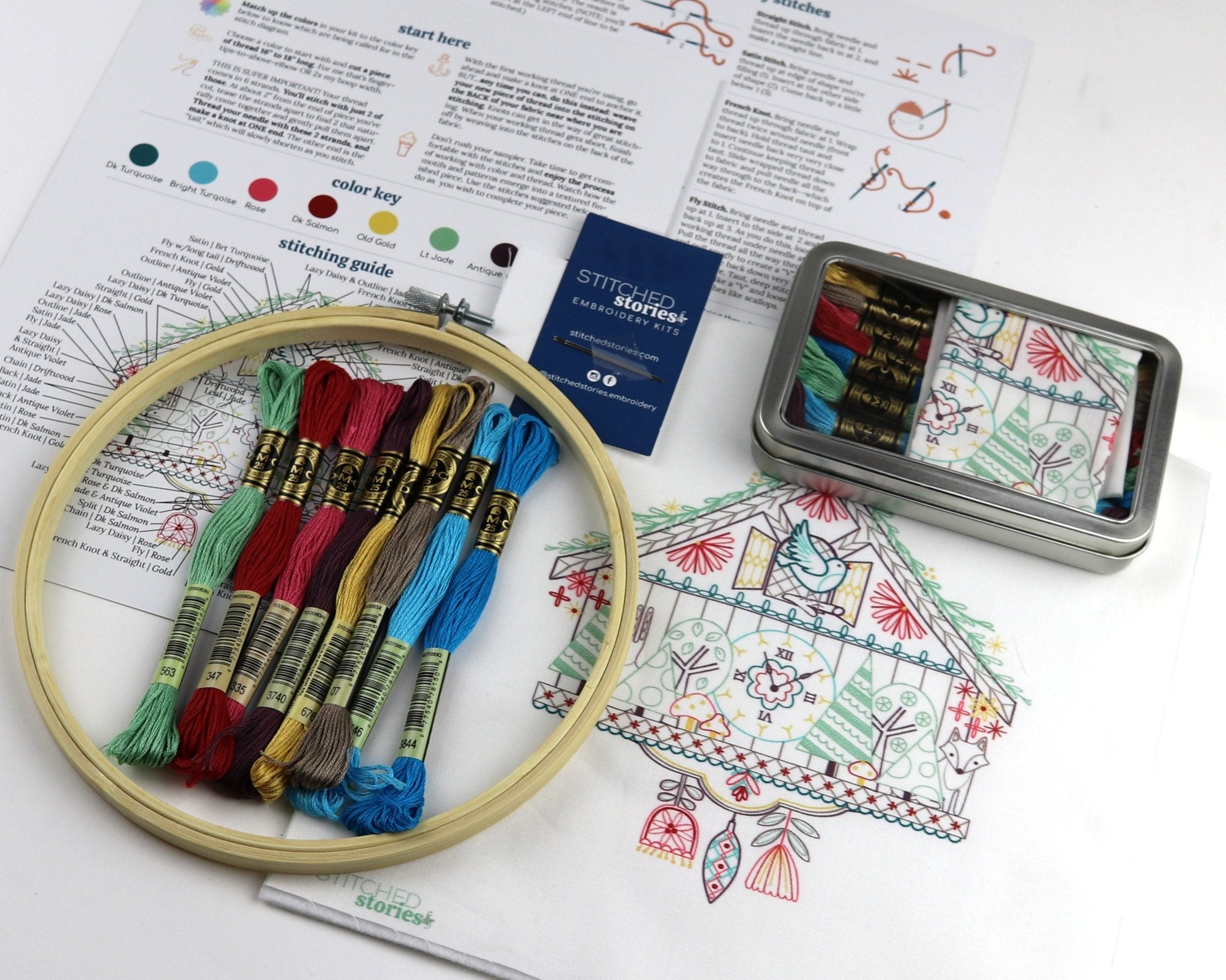 Cuckoo Clock Embroidery Kit - Stitched Stories
