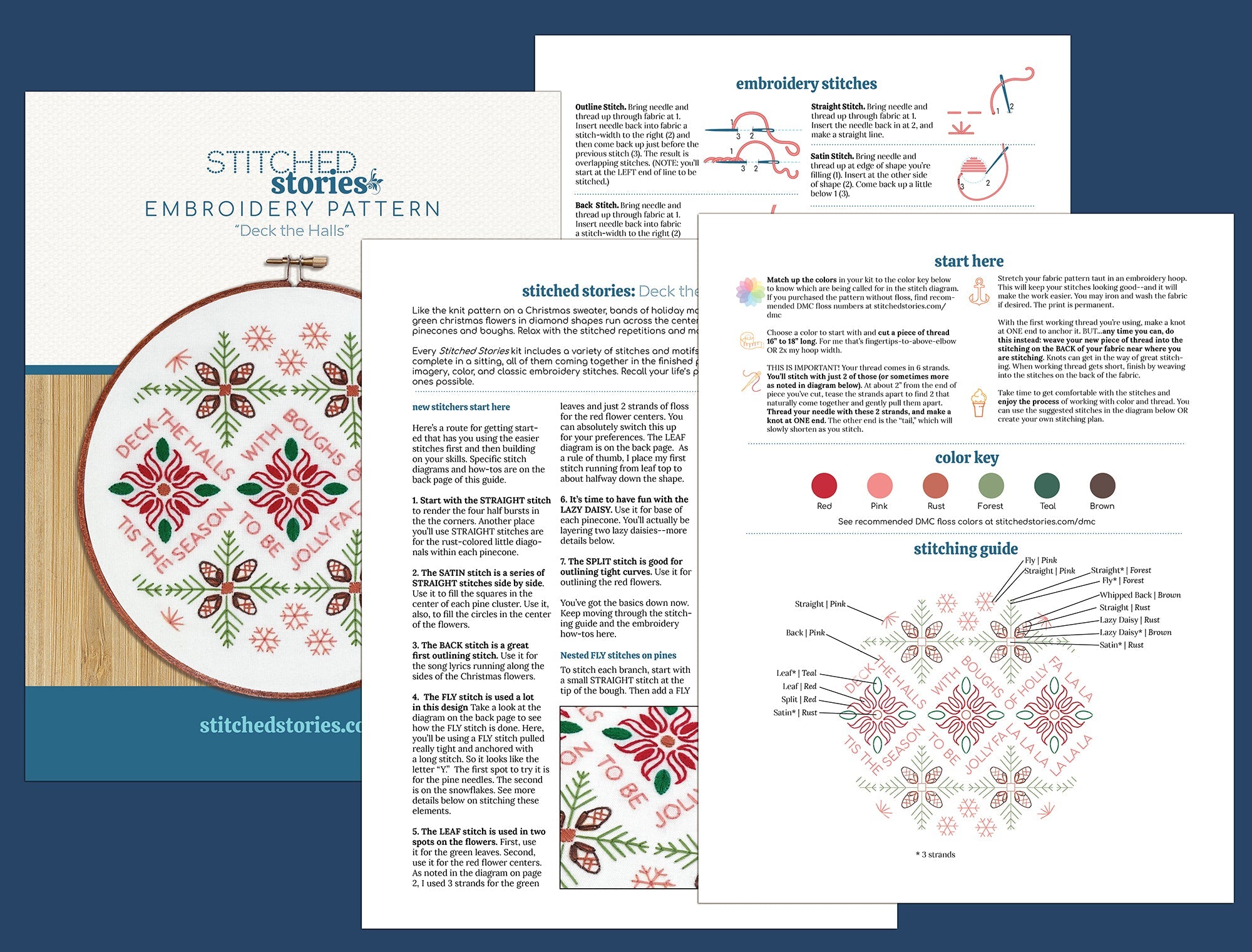 Deck the Halls Printed Fabric Pattern - Stitched Stories