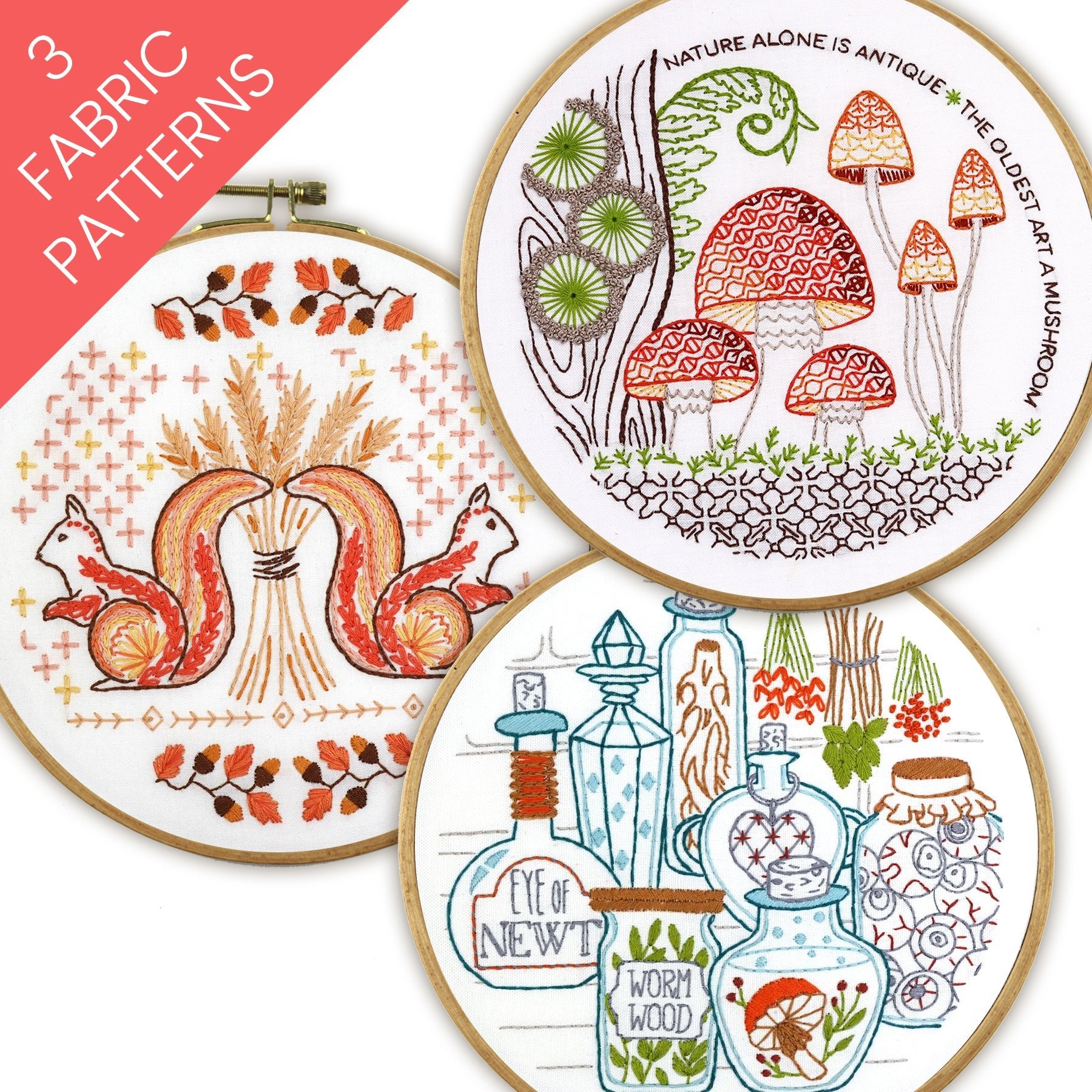 Fall Folk Woods Bundle of 3 Fabric Patterns - Stitched Stories