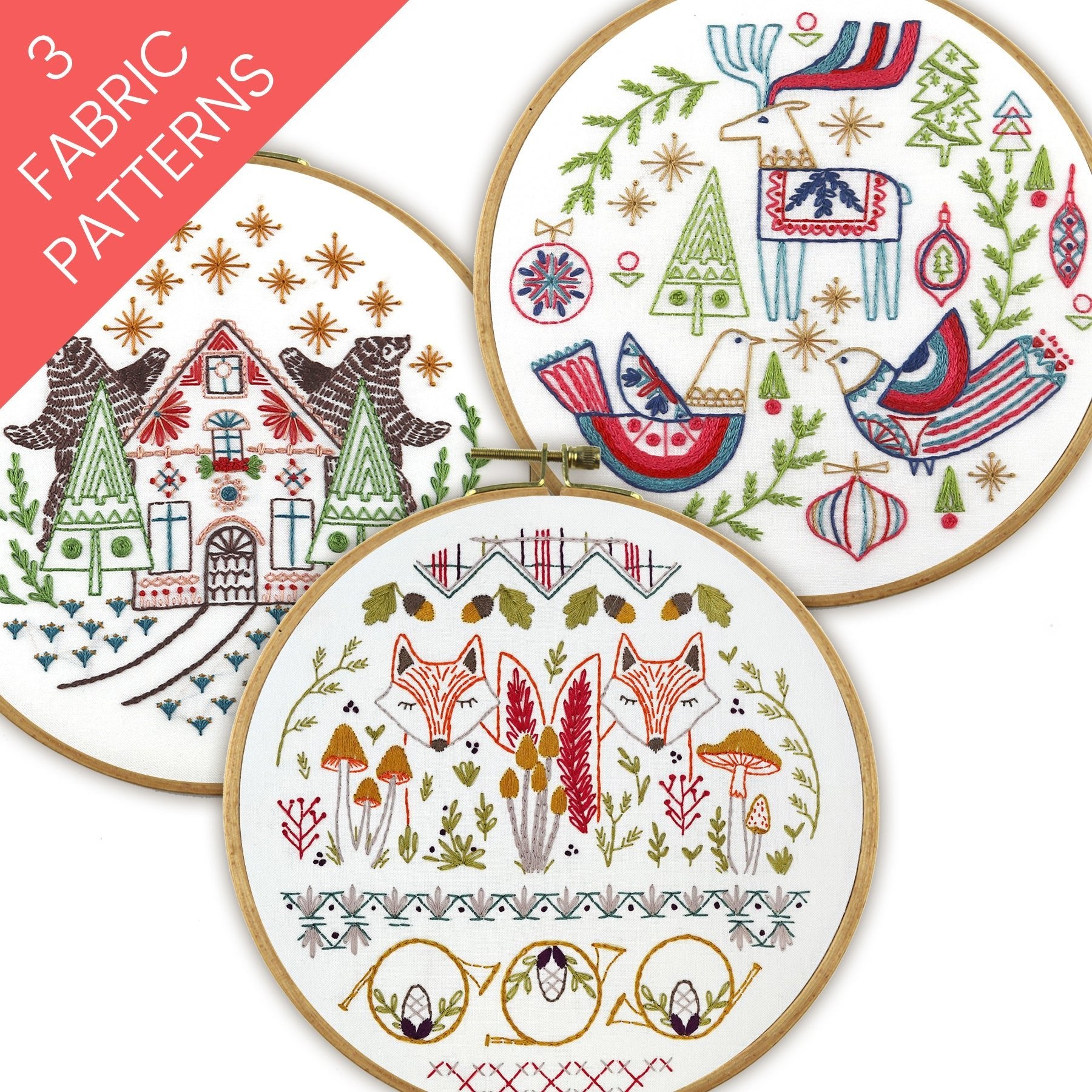 Festive Forest Bundle of 3 Fabric Patterns - Stitched Stories