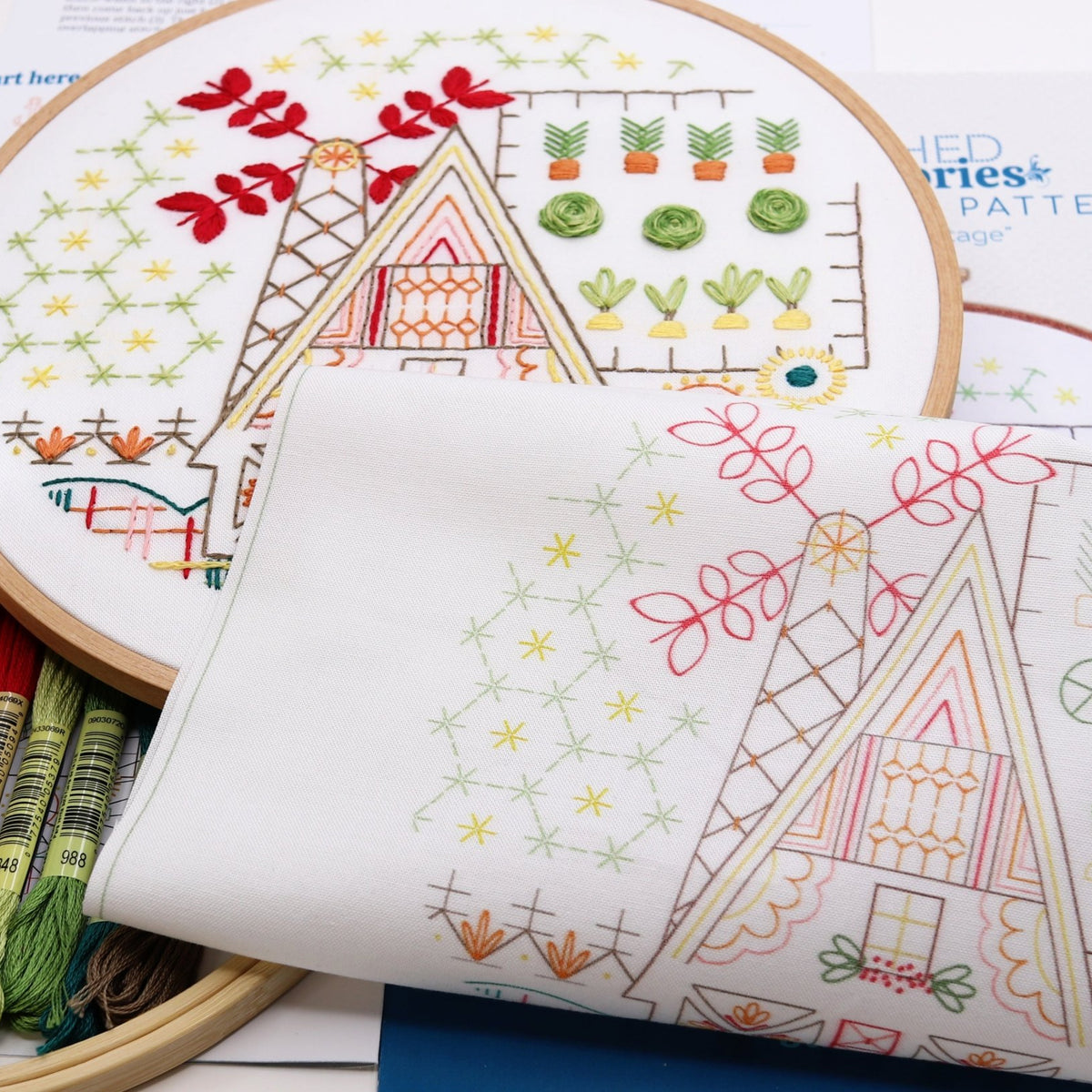 Set of 3 Kitchen Garden Embroidery Patterns by Stitched Stories, 8 in ...