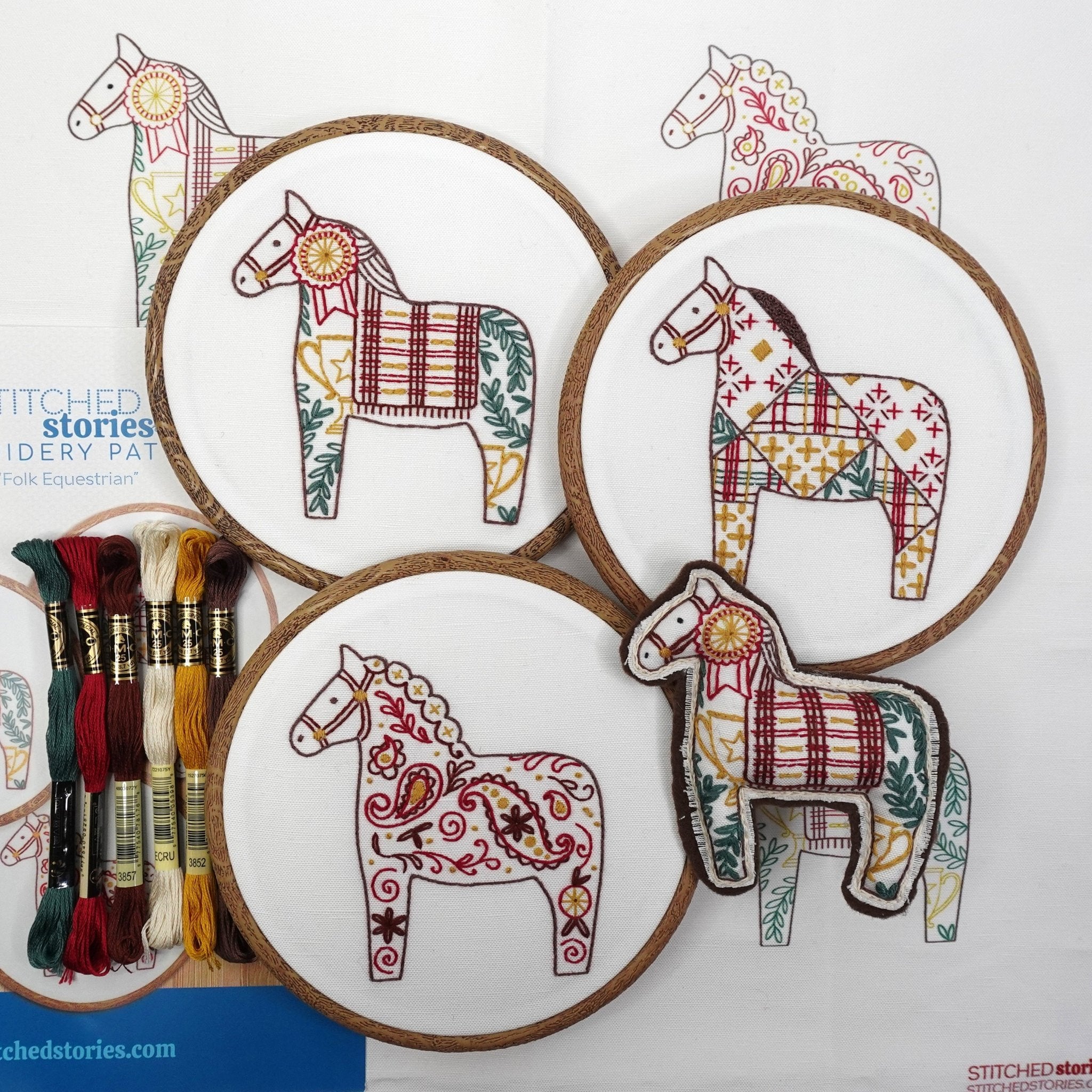 Folk Equestrian Embroidery Kit - Stitched Stories