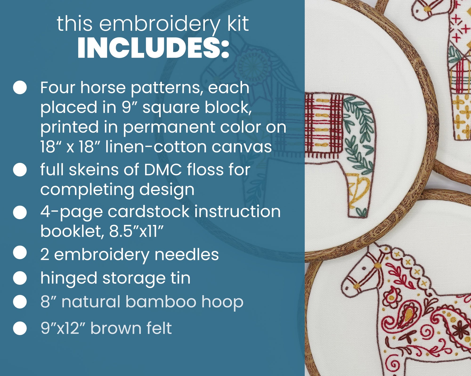 Folk Equestrian Embroidery Kit - Stitched Stories