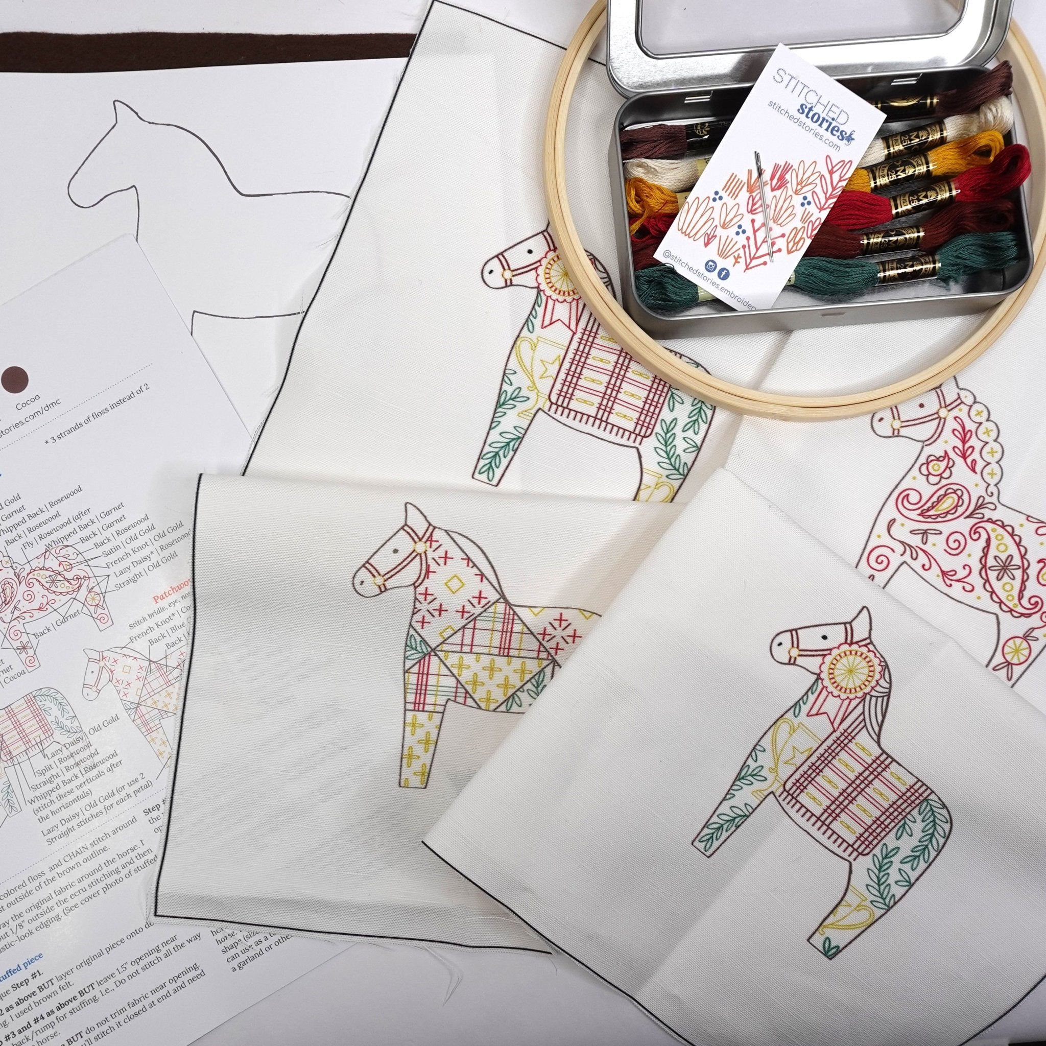 Folk Equestrian Embroidery Kit - Stitched Stories