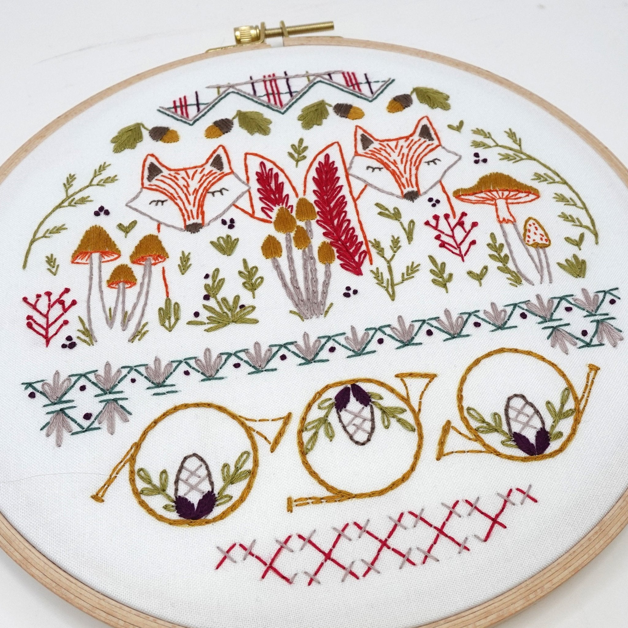 Forest Fox Printed Fabric Embroidery Pattern - Stitched Stories