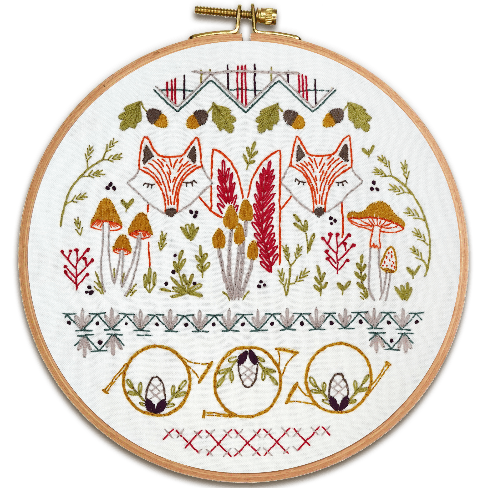 Forest Fox Printed Fabric Embroidery Pattern - Stitched Stories