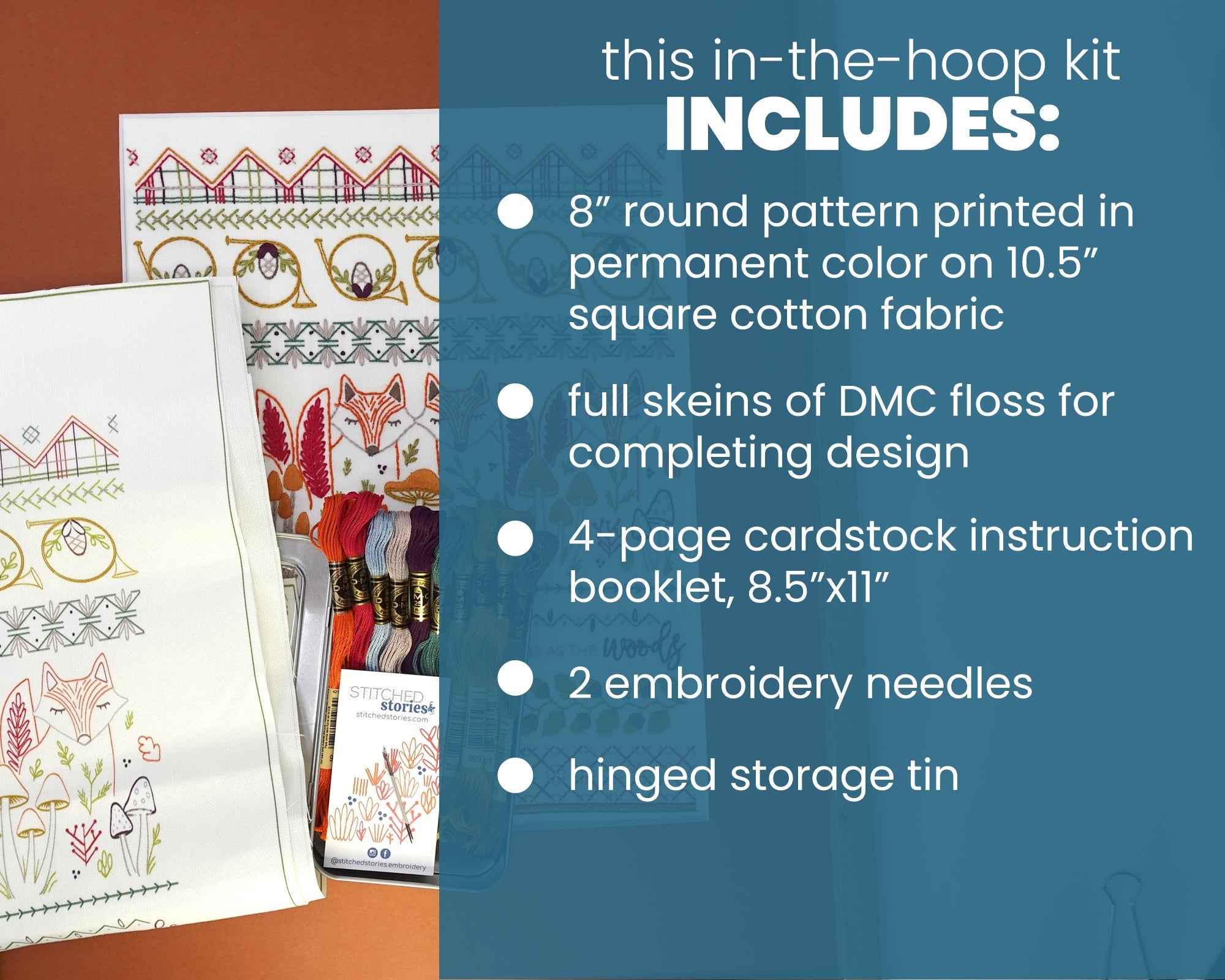 Fox & Horn Sampler Embroidery Kit - Stitched Stories