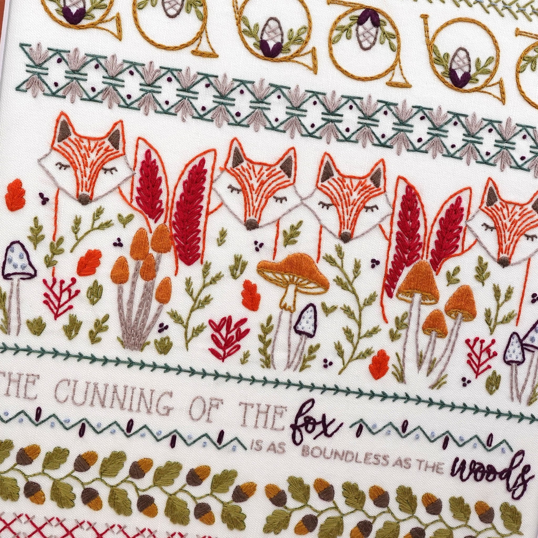 Fox & Horn Sampler Embroidery Kit - Stitched Stories