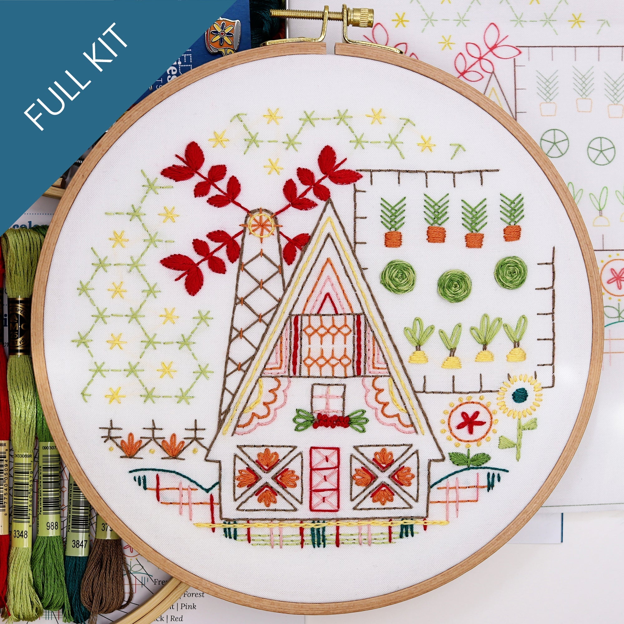 Garden Cottage Embroidery Kit - Stitched Stories