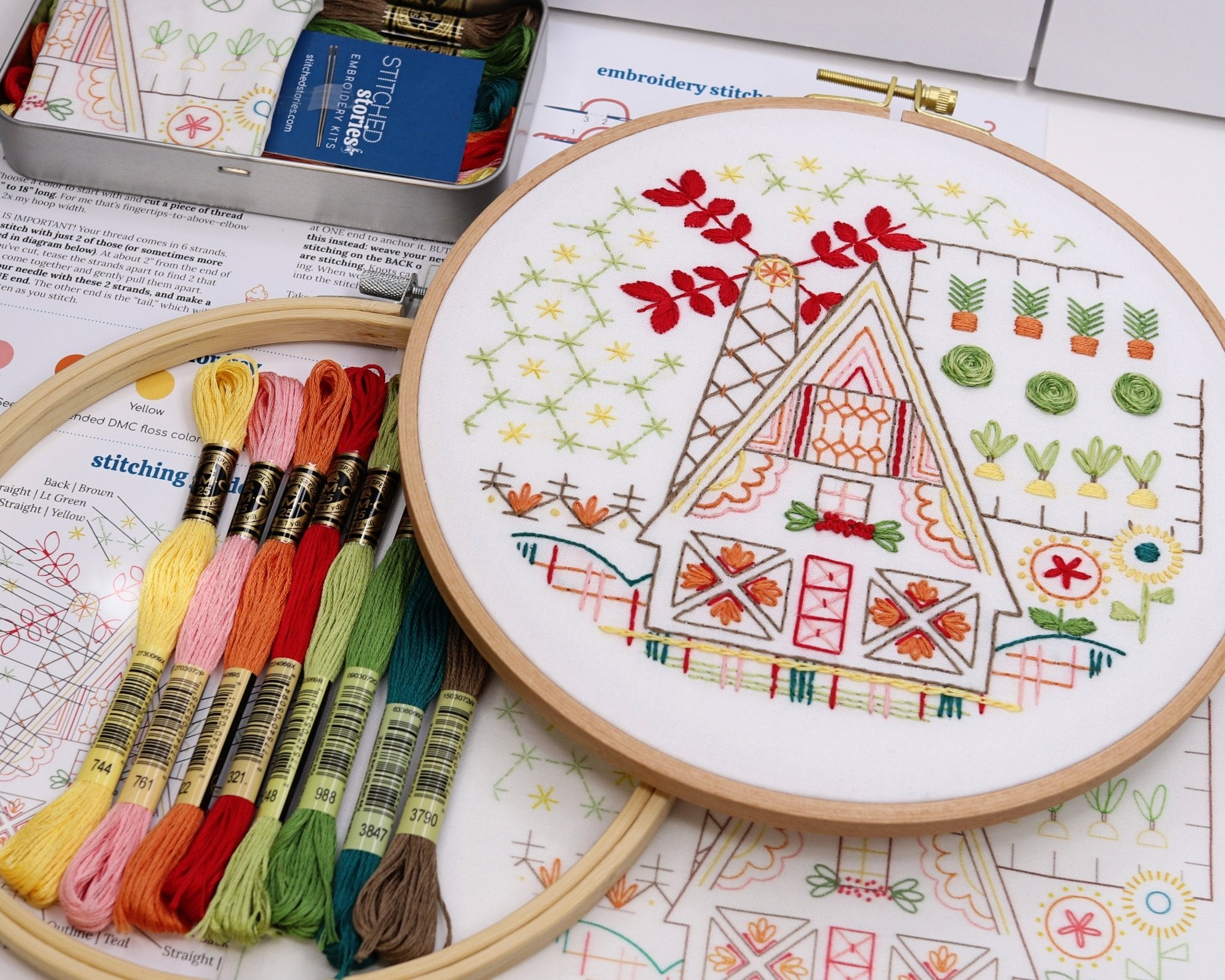 Garden Cottage Embroidery Kit - Stitched Stories