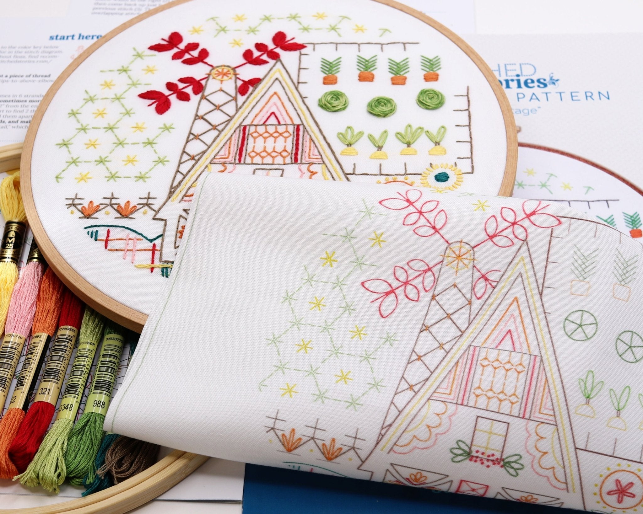 Garden Cottage Embroidery Kit - Stitched Stories