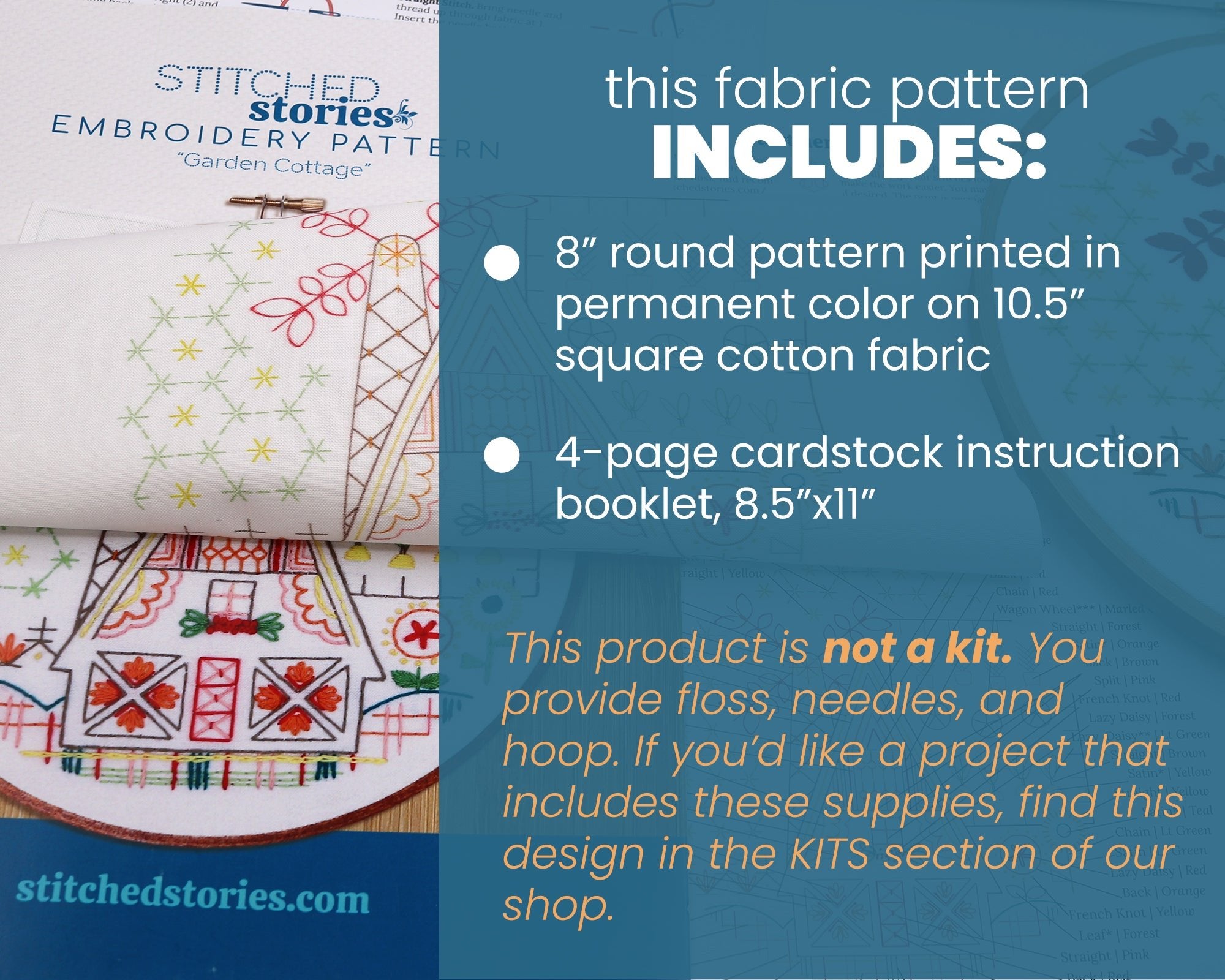 Garden Cottage Printed Fabric Pattern - Stitched Stories