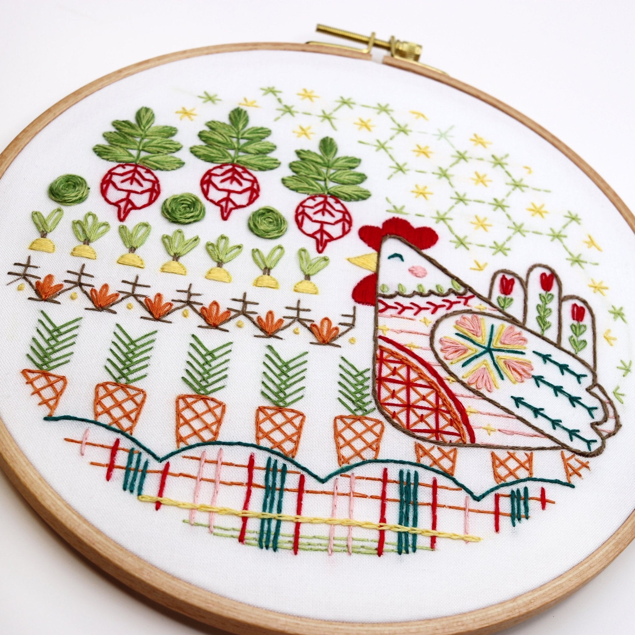 Garden Hen Embroidery Kit - Stitched Stories