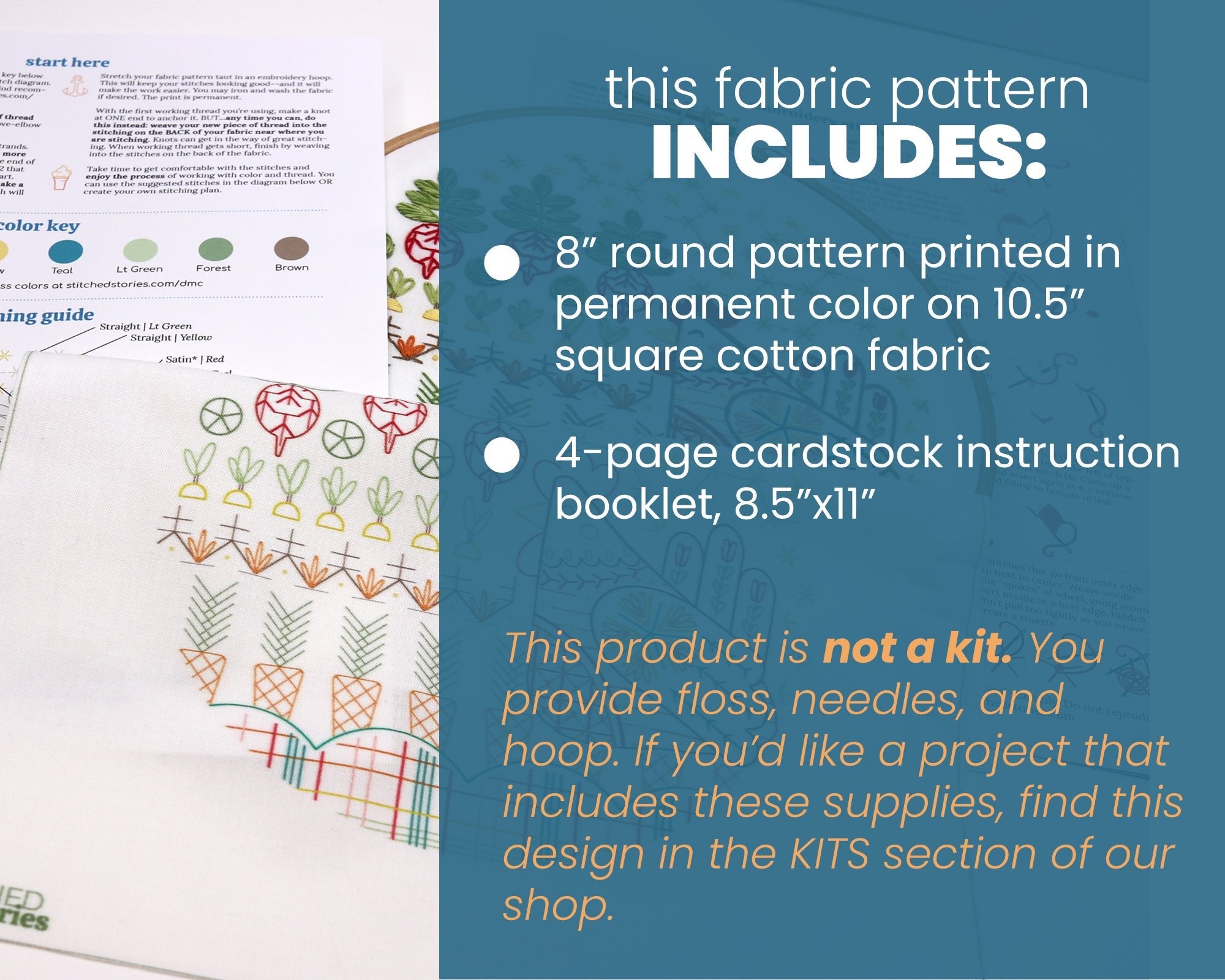 Garden Hen Printed Fabric Pattern - Stitched Stories