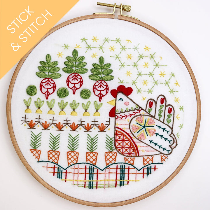 Garden Hen Stick & Stitch Water-Soluble Pattern - Stitched Stories