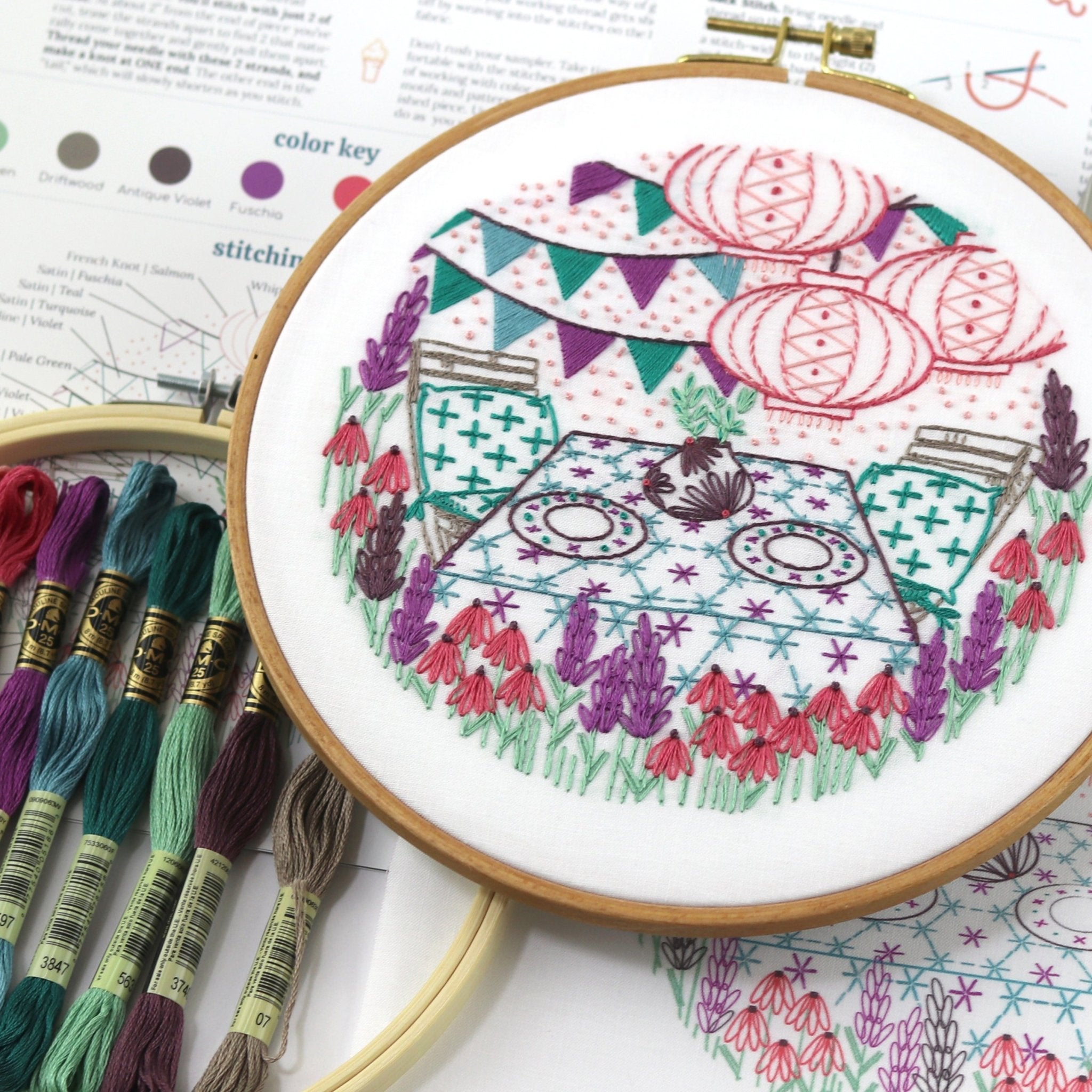 Garden Party Embroidery Kit - Stitched Stories