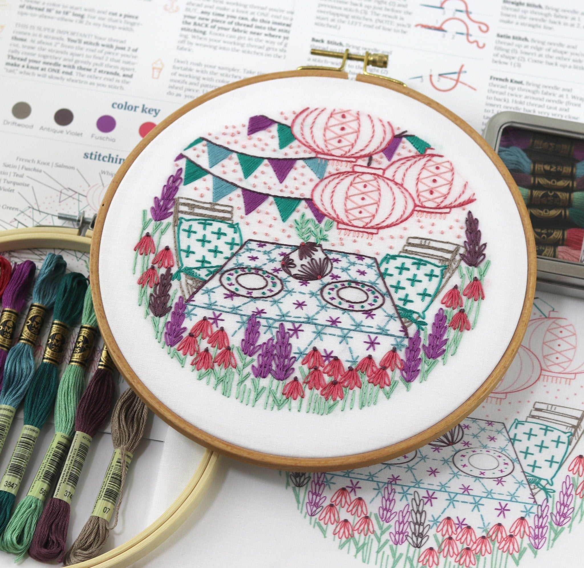 Garden Party Embroidery Kit - Stitched Stories