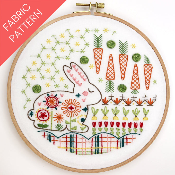 Garden Rabbit Printed Fabric Pattern - Stitched Stories