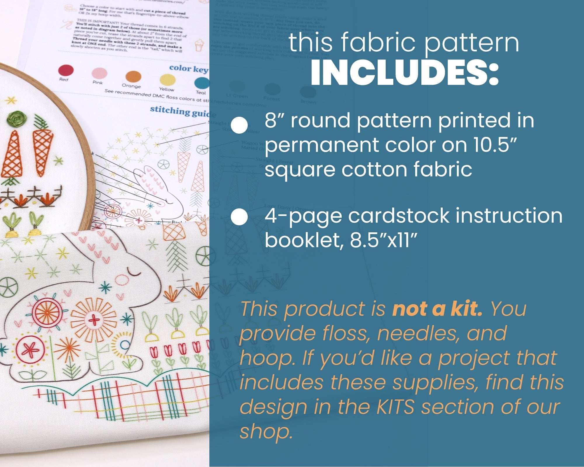 Garden Rabbit Printed Fabric Pattern - Stitched Stories