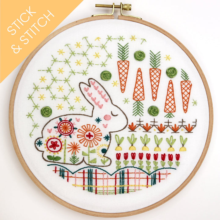 Garden Rabbit Stick & Stitch Water-Soluble Pattern - Stitched Stories