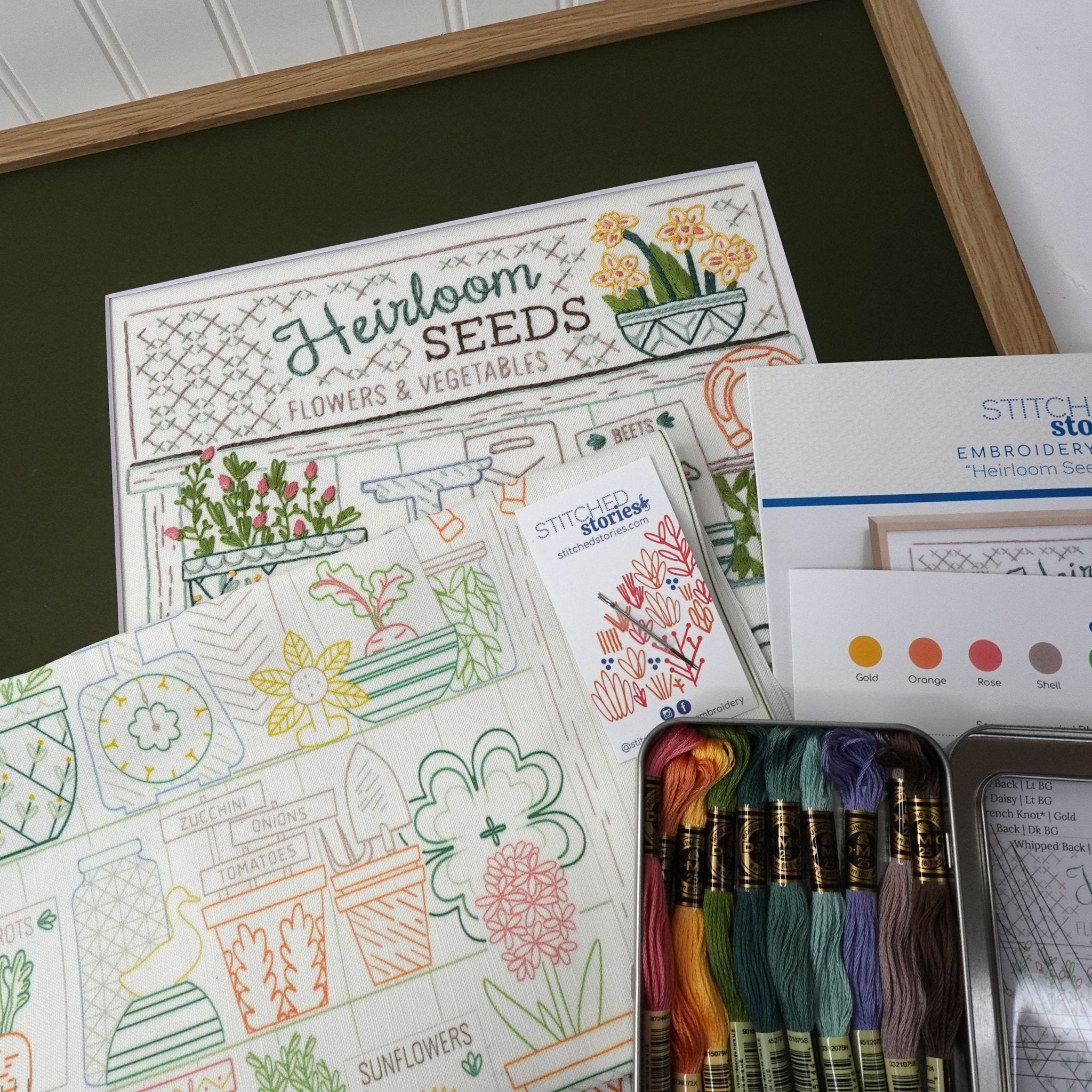 Heirloom Seeds Sampler Embroidery Kit - Stitched Stories
