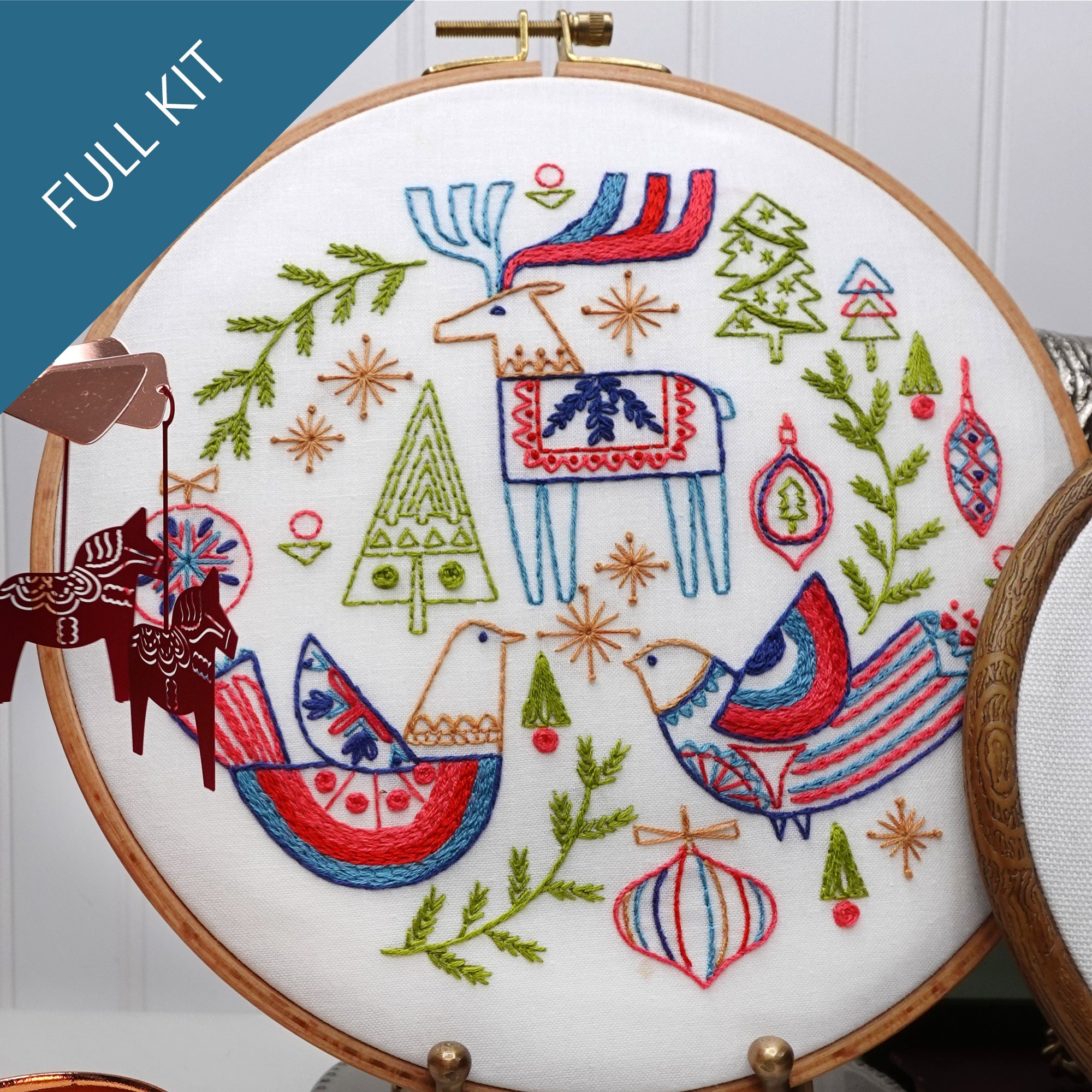 Holiday Folk Christmas Embroidery Kit - Stitched Stories