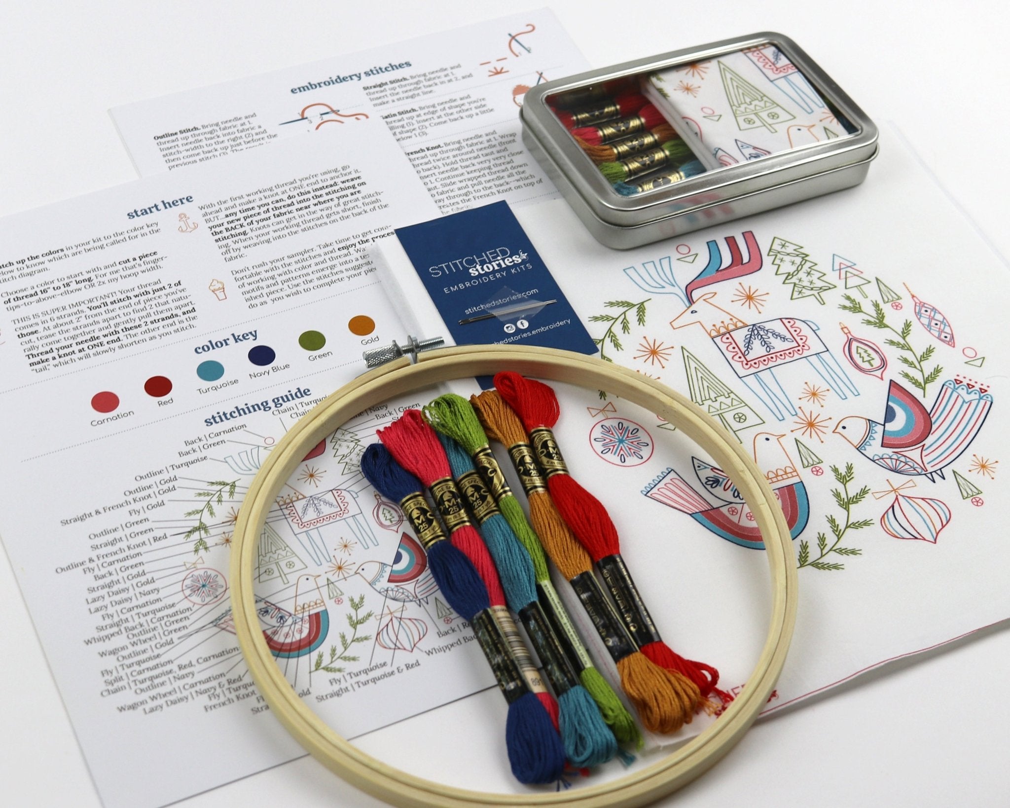 Holiday Folk Christmas Embroidery Kit - Stitched Stories