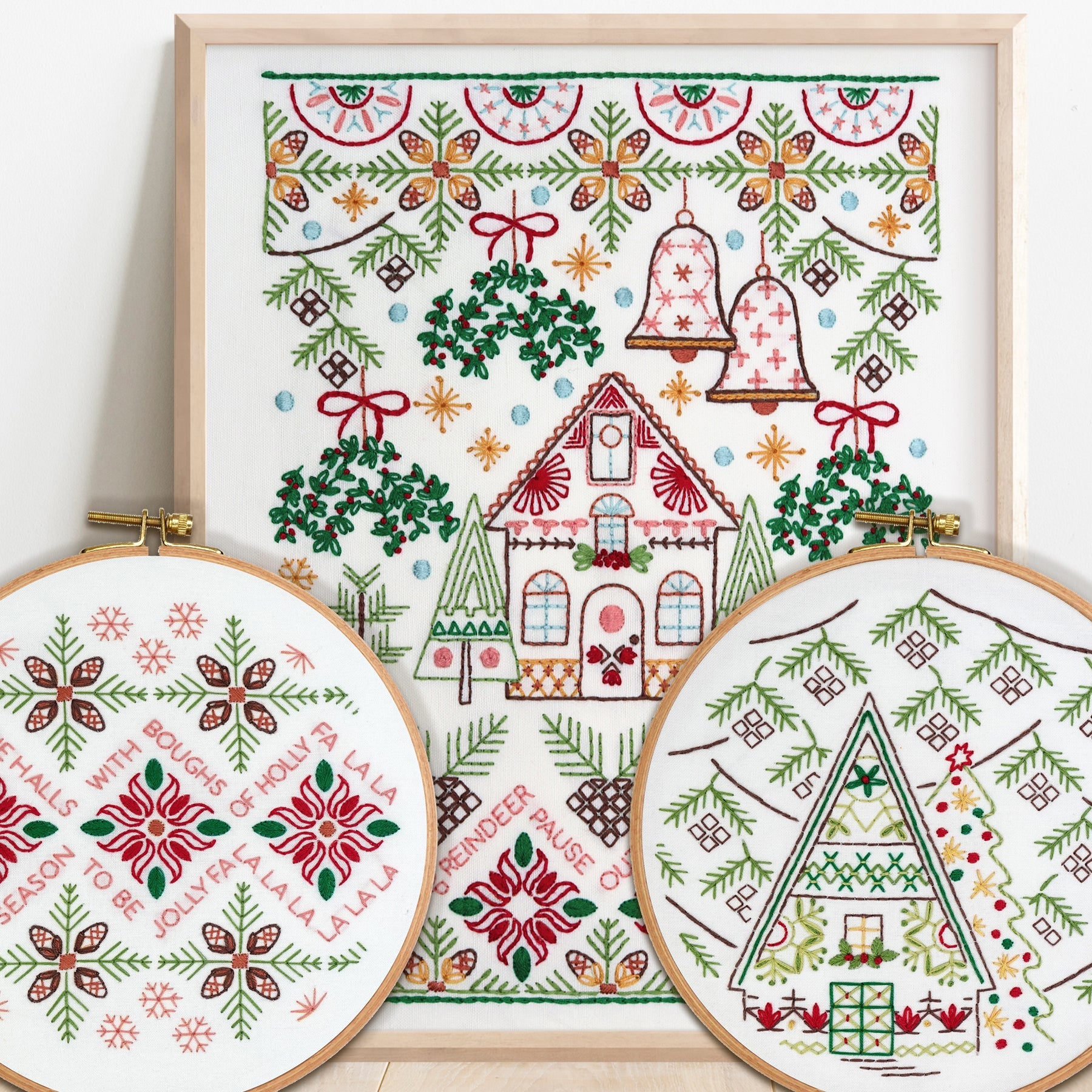 Holiday Pines Bundle of 3 Embroidery Kits - Stitched Stories