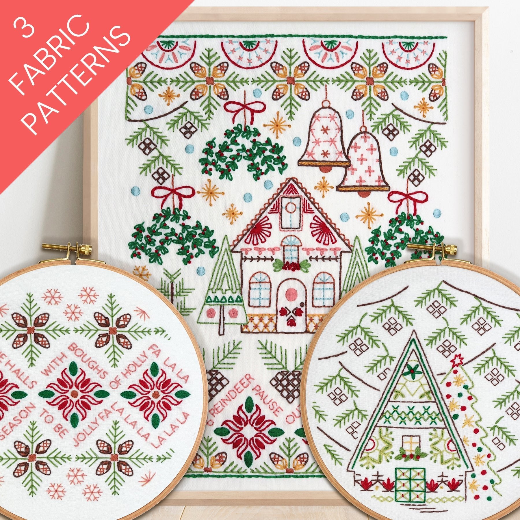 Holiday Pines Bundle of 3 Embroidery Patterns - Stitched Stories