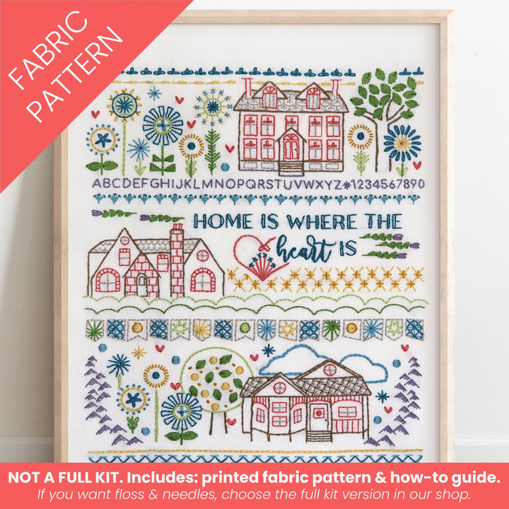 Home Sampler Printed Fabric Pattern - Stitched Stories