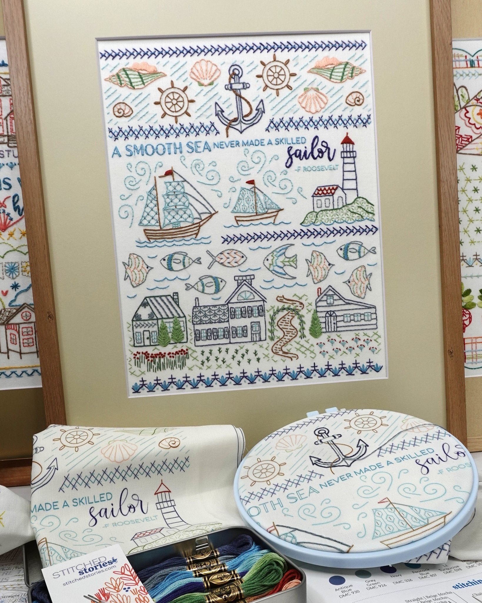 Home to Harbor Sampler Embroidery Pattern Bundle of 3 - Stitched Stories