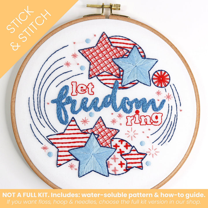 Let Freedom Ring Stick & Stitch Water - Soluble Pattern - Stitched Stories