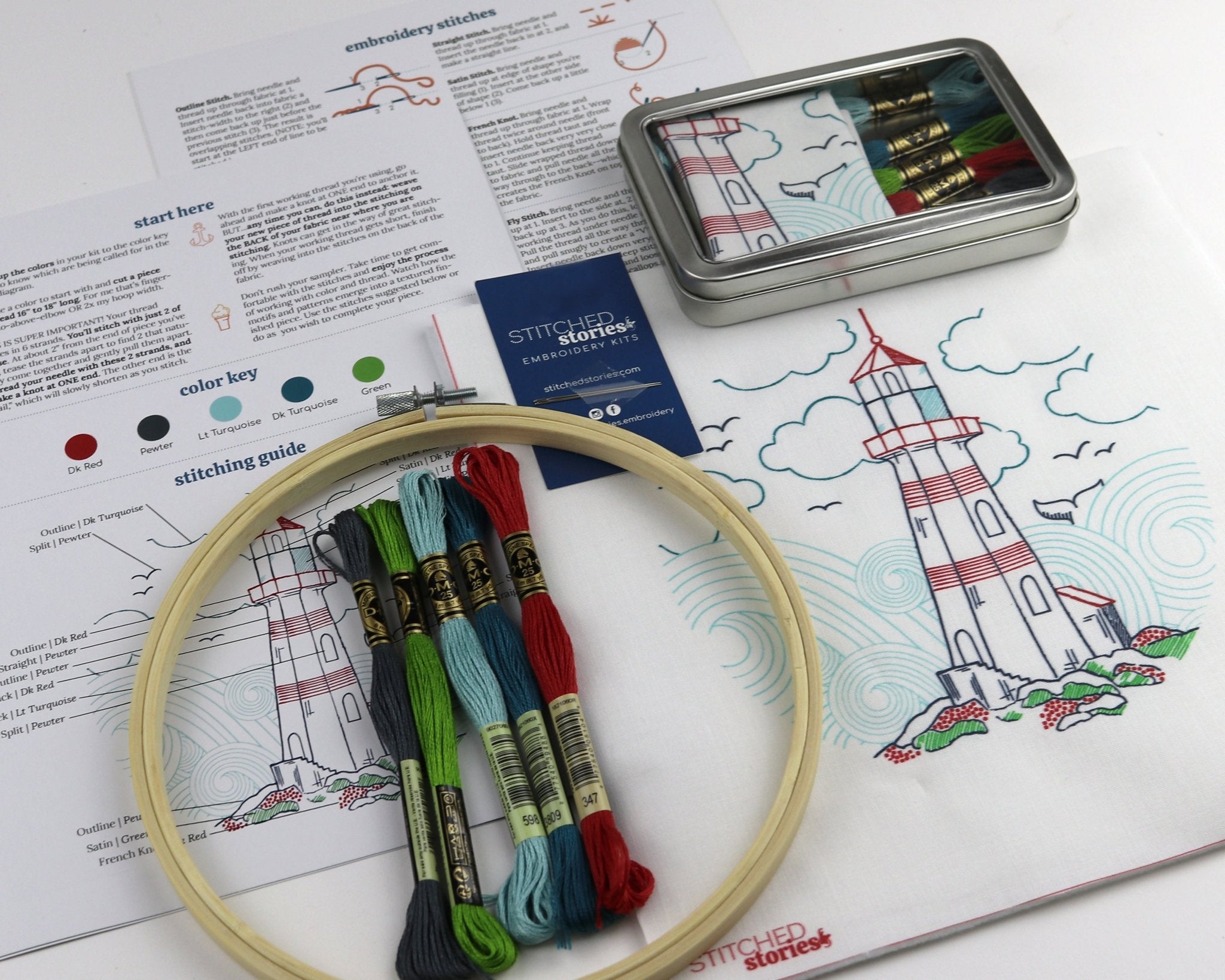 Lighthouse Embroidery Kit - Stitched Stories