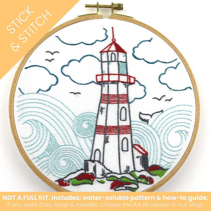 Lighthouse Stick & Stitch Water - Soluble Pattern - Stitched Stories