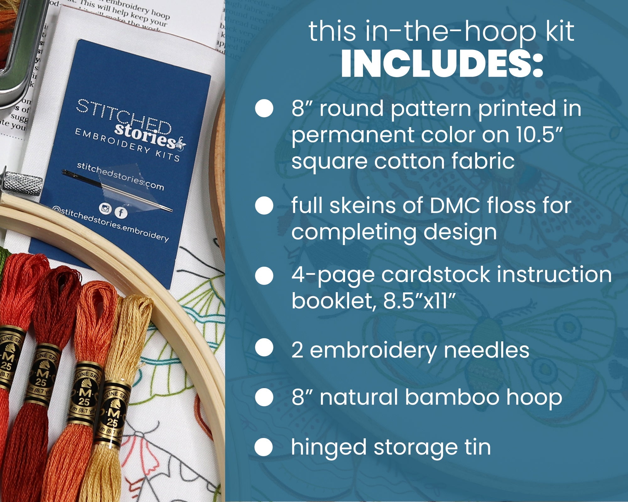 Moths Embroidery Kit - Stitched Stories