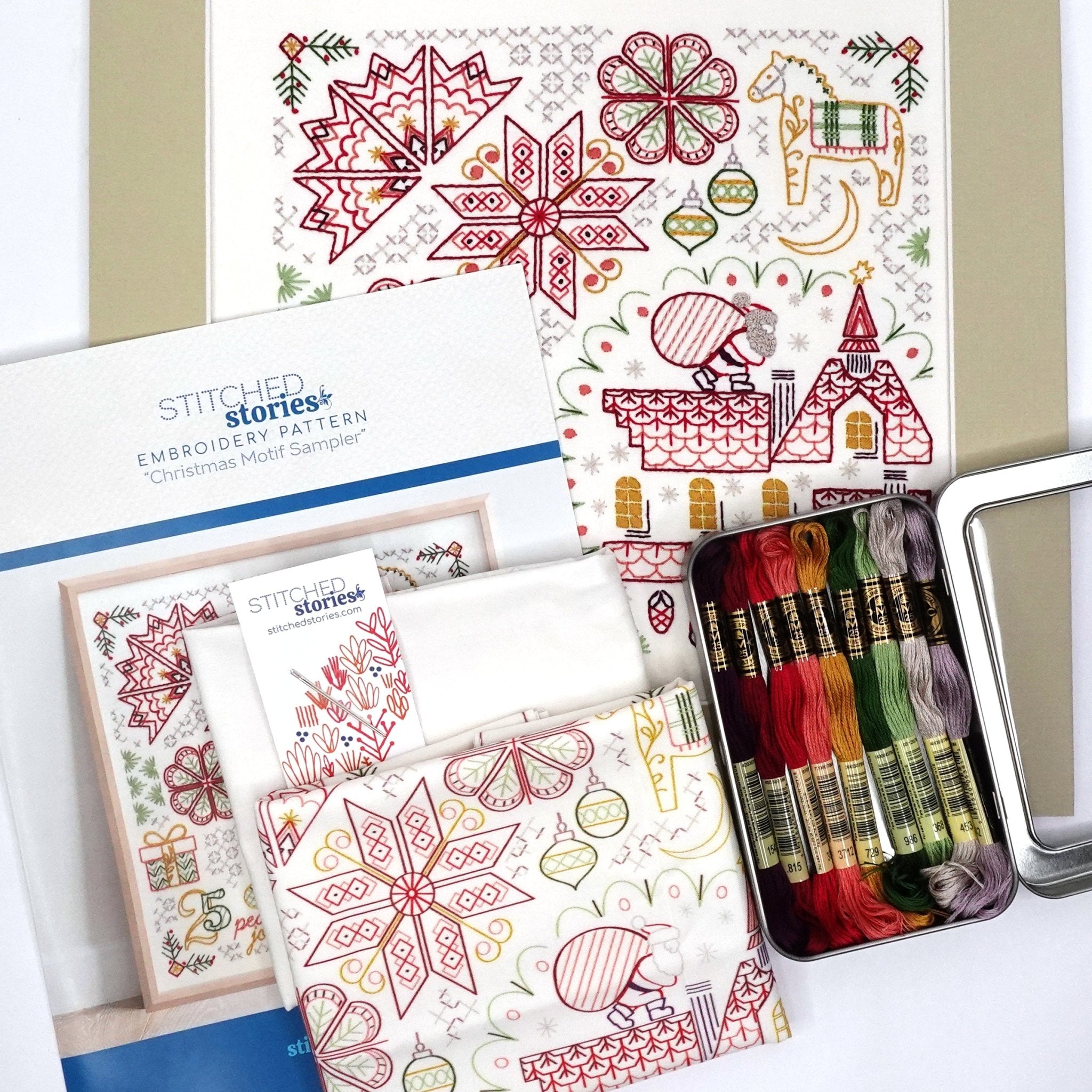 Motif Sampler Trio Embroidery Kit Bundle of 3 - Stitched Stories