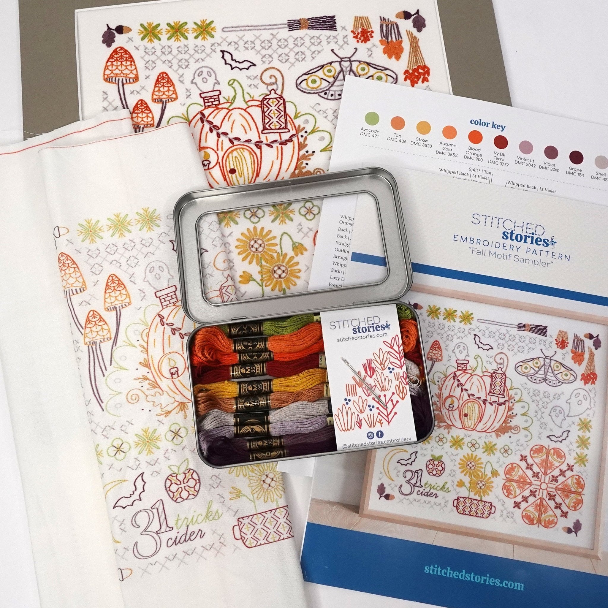 Motif Sampler Trio Embroidery Kit Bundle of 3 - Stitched Stories