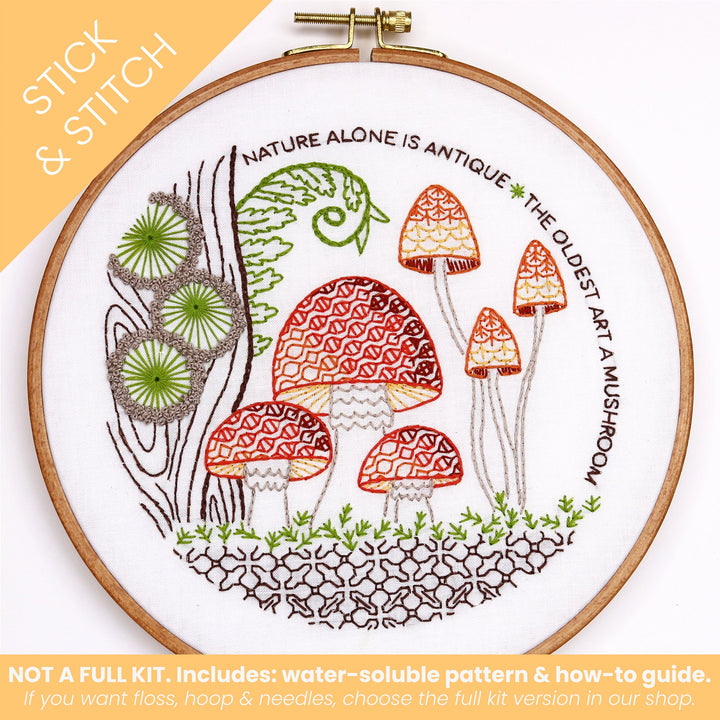 Mushrooms Stick & Stitch Water - Soluble Pattern - Stitched Stories