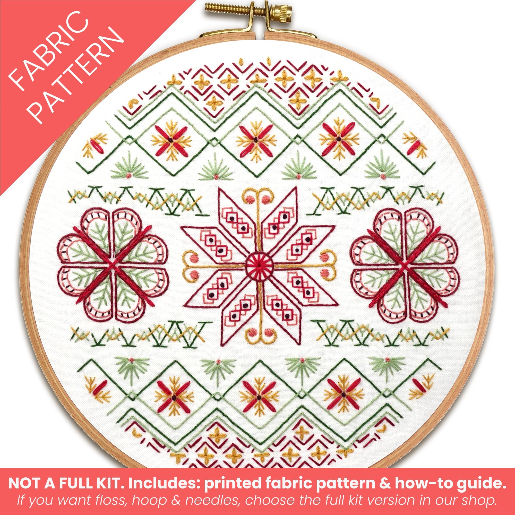 Nordic Noel Printed Fabric Embroidery Pattern - Stitched Stories