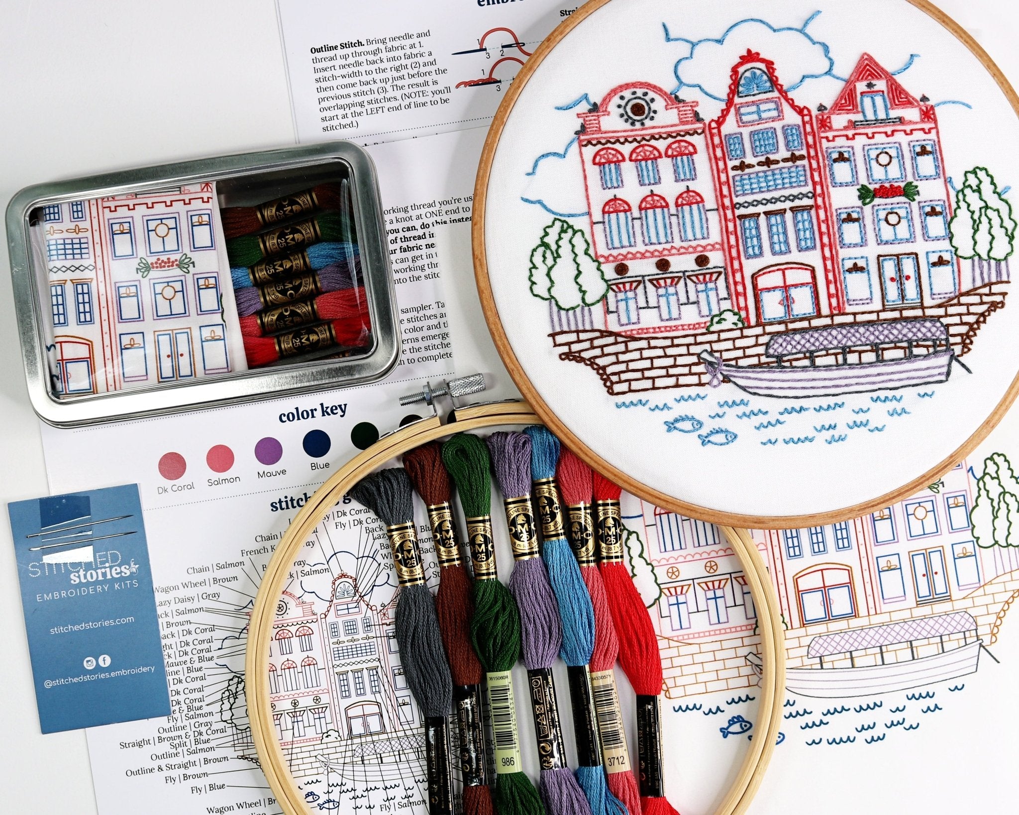 On The Canal Embroidery Kit - Stitched Stories