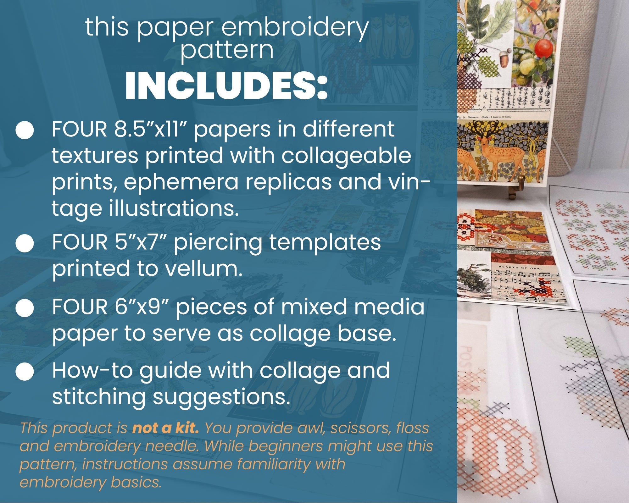 Paper Embroidery: Fall Collage & Piercing Patterns - Stitched Stories